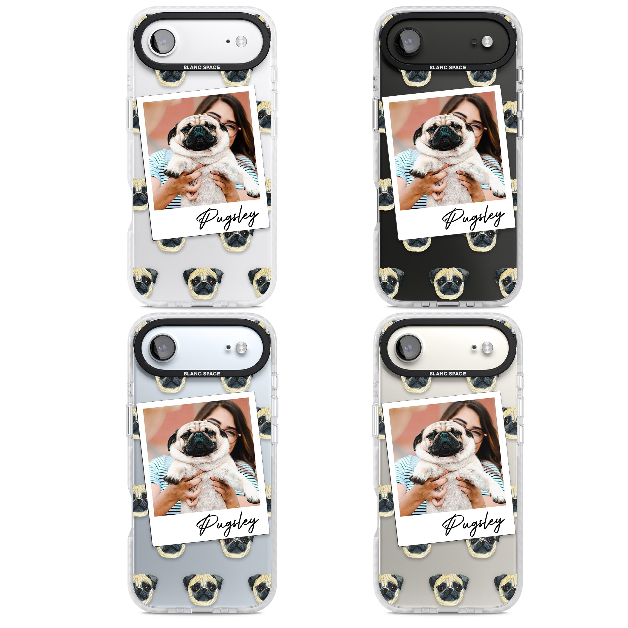 Personalised Pug Instant Camera Photo iPhone 17 Air Impact Clear Phone Case APT Impact Protection