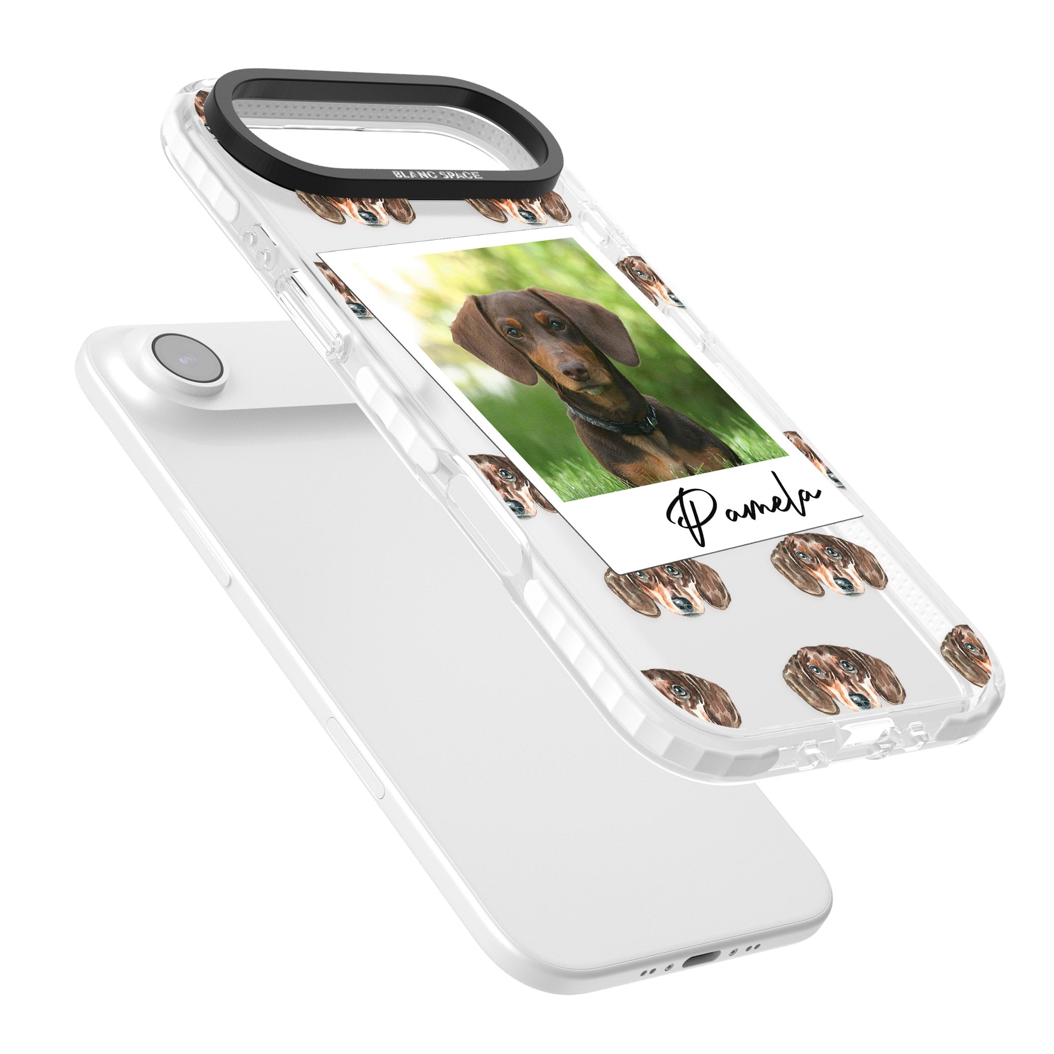 Personalised Brown Dachshund Instant Camera Photo iPhone 17 Air Impact Clear Phone Case Colours