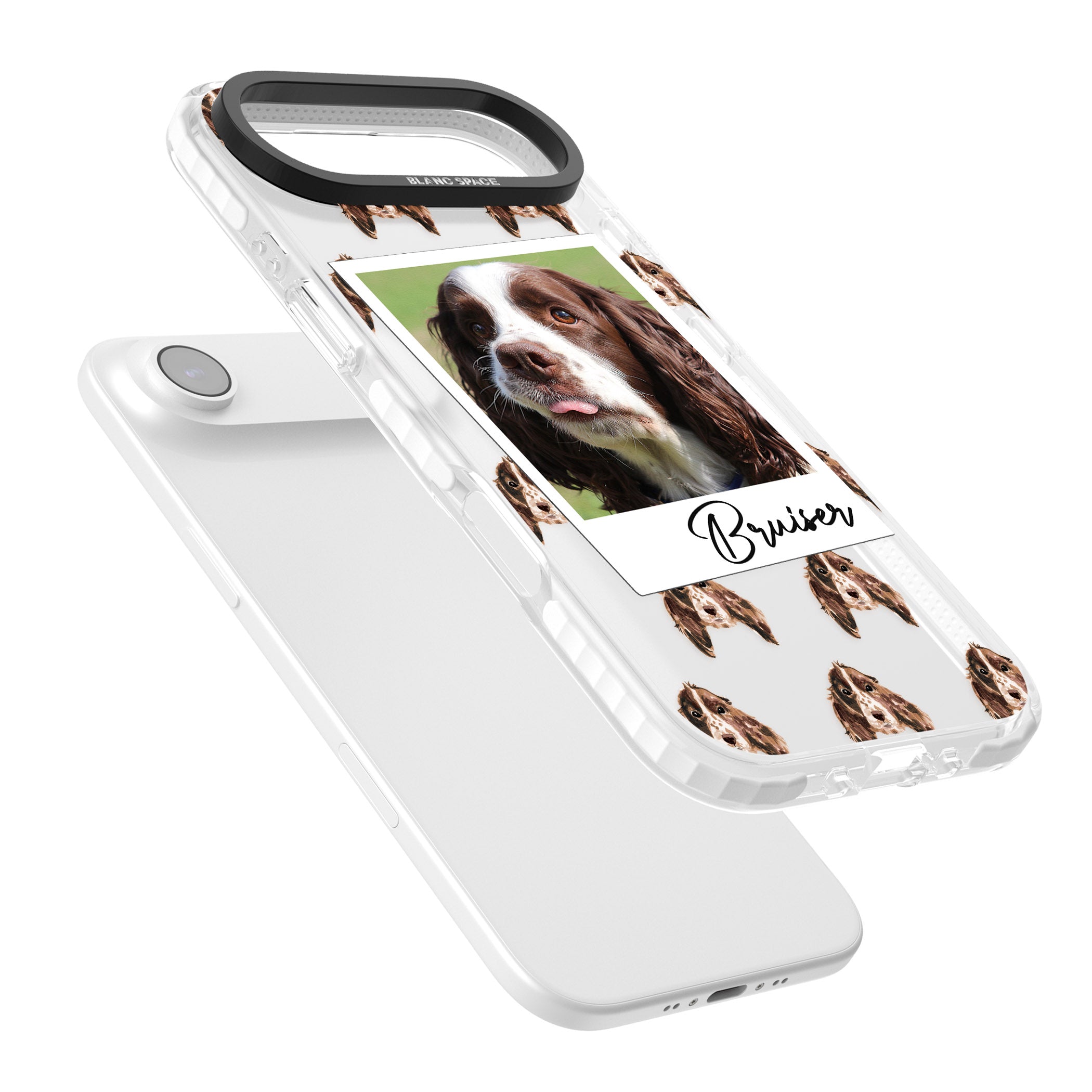 Personalised Springer Spaniel Instant Camera Photo iPhone 17 Air Impact Clear Phone Case Colours
