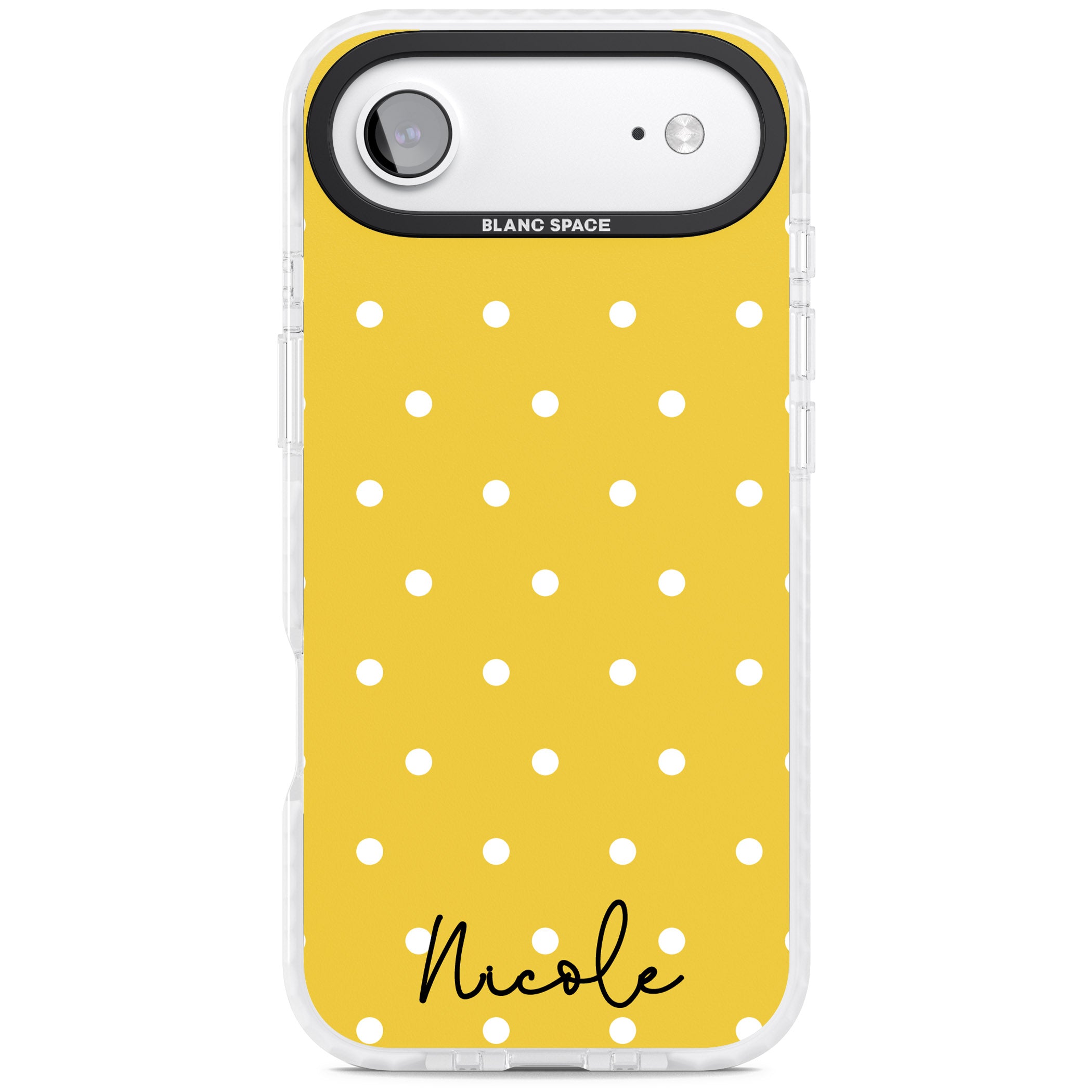 Personalised Yellow Polka Dot iPhone 17 Air Impact Clear Phone Case