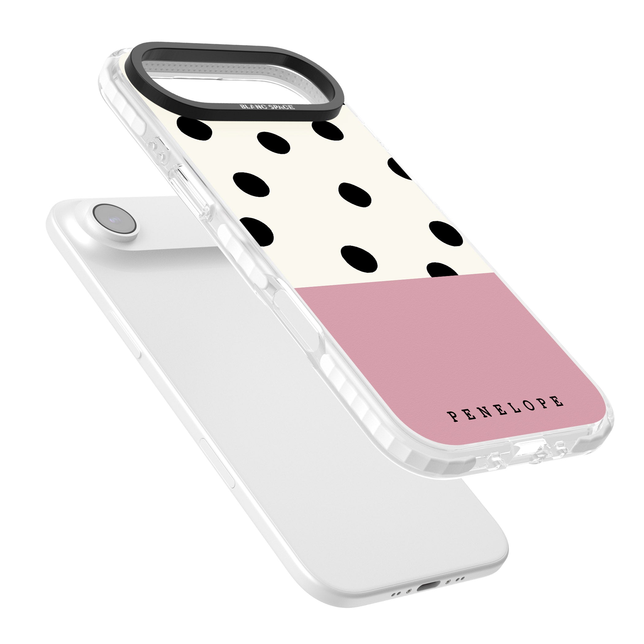 Personalised Pink Border Polka Dot iPhone 17 Air Impact Clear Phone Case Colours