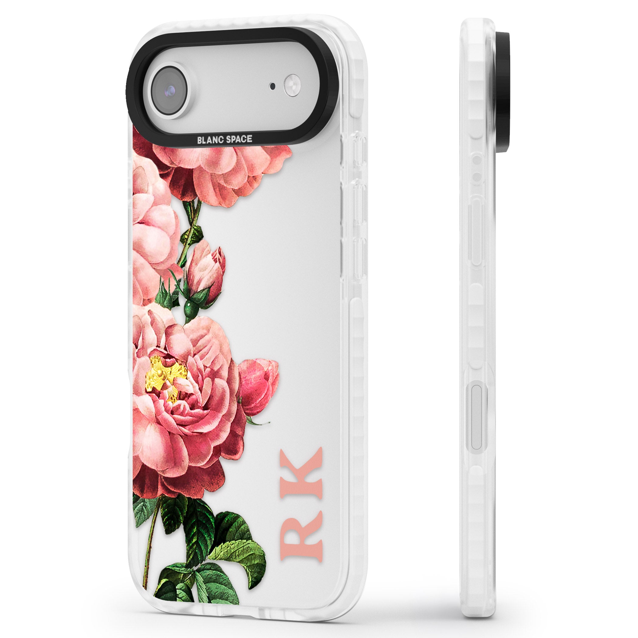 Personalised Vintage Floral Peonies iPhone 17 Air Impact Clear Phone Case Side Profile