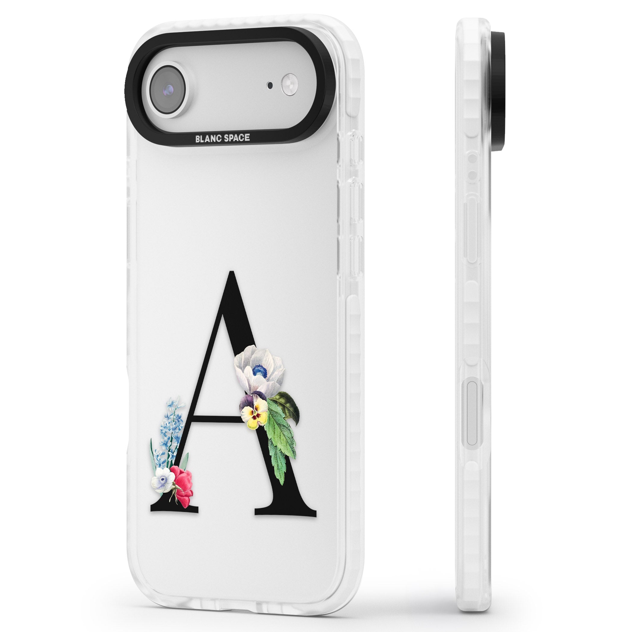Personalised Floral Initial iPhone 17 Air Impact Clear Phone Case Side Profile