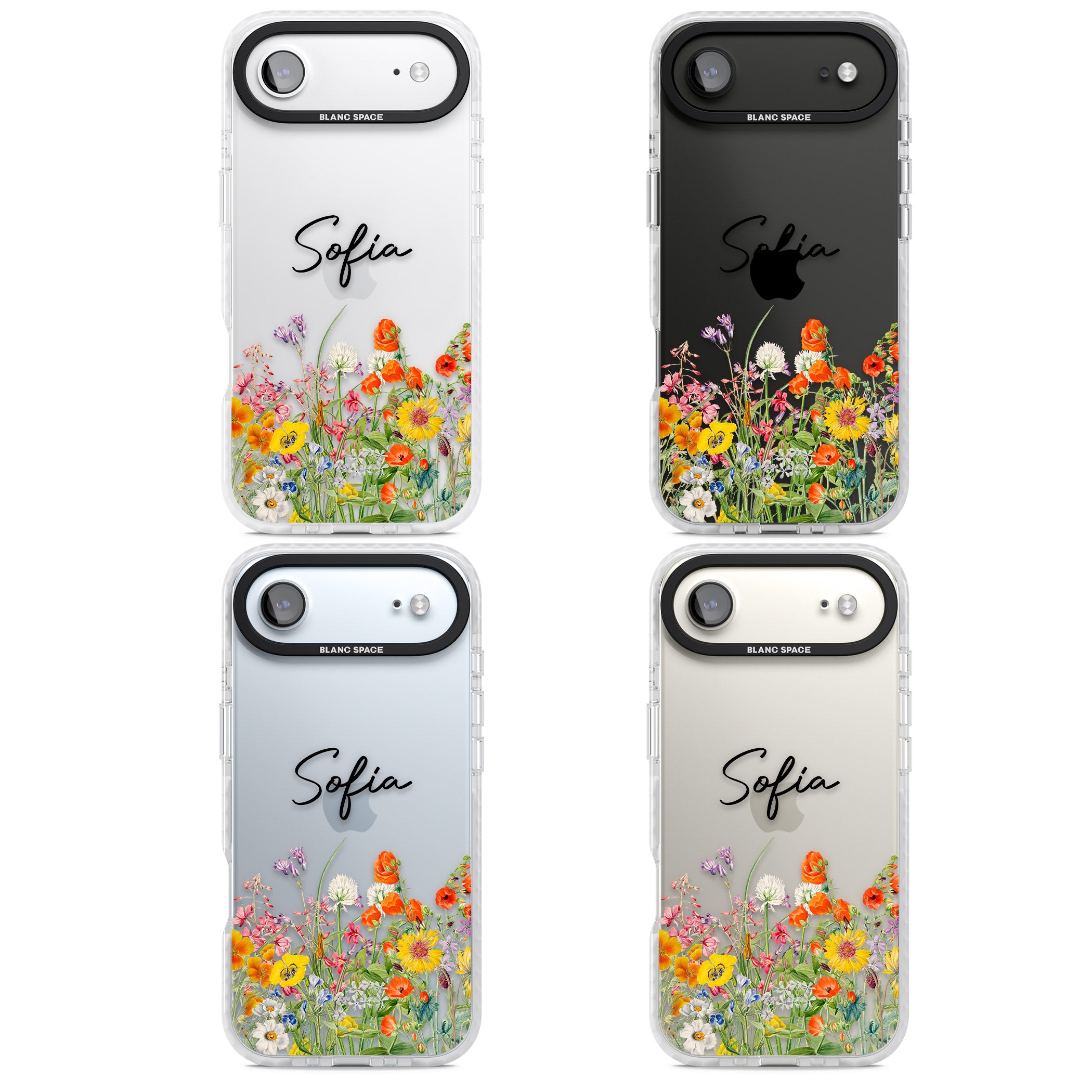 Personalised Summer Wildflowers iPhone 17 Air Impact Clear Phone Case APT Impact Protection
