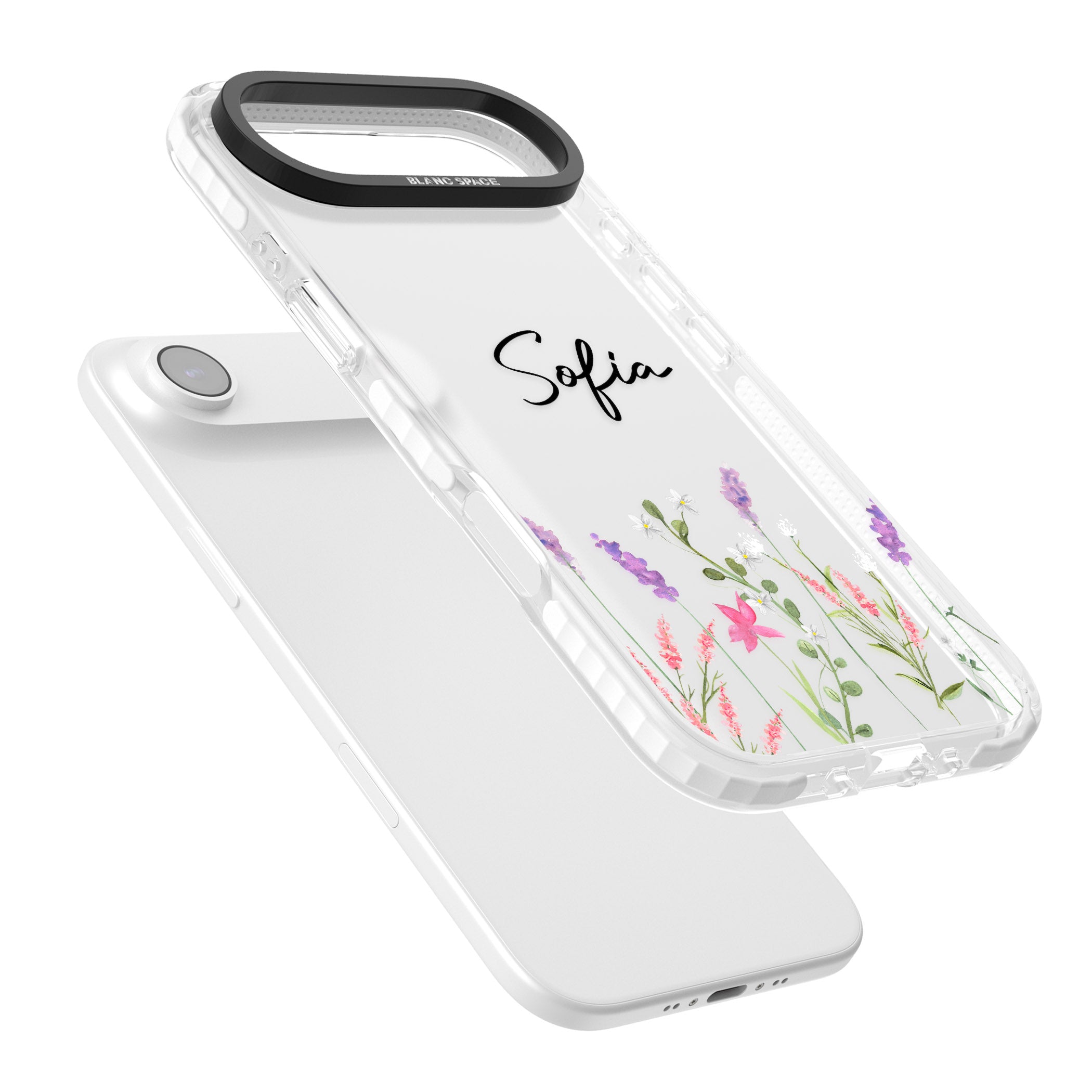 Personalised Lavender Wildflowers iPhone 17 Air Impact Clear Phone Case Colours