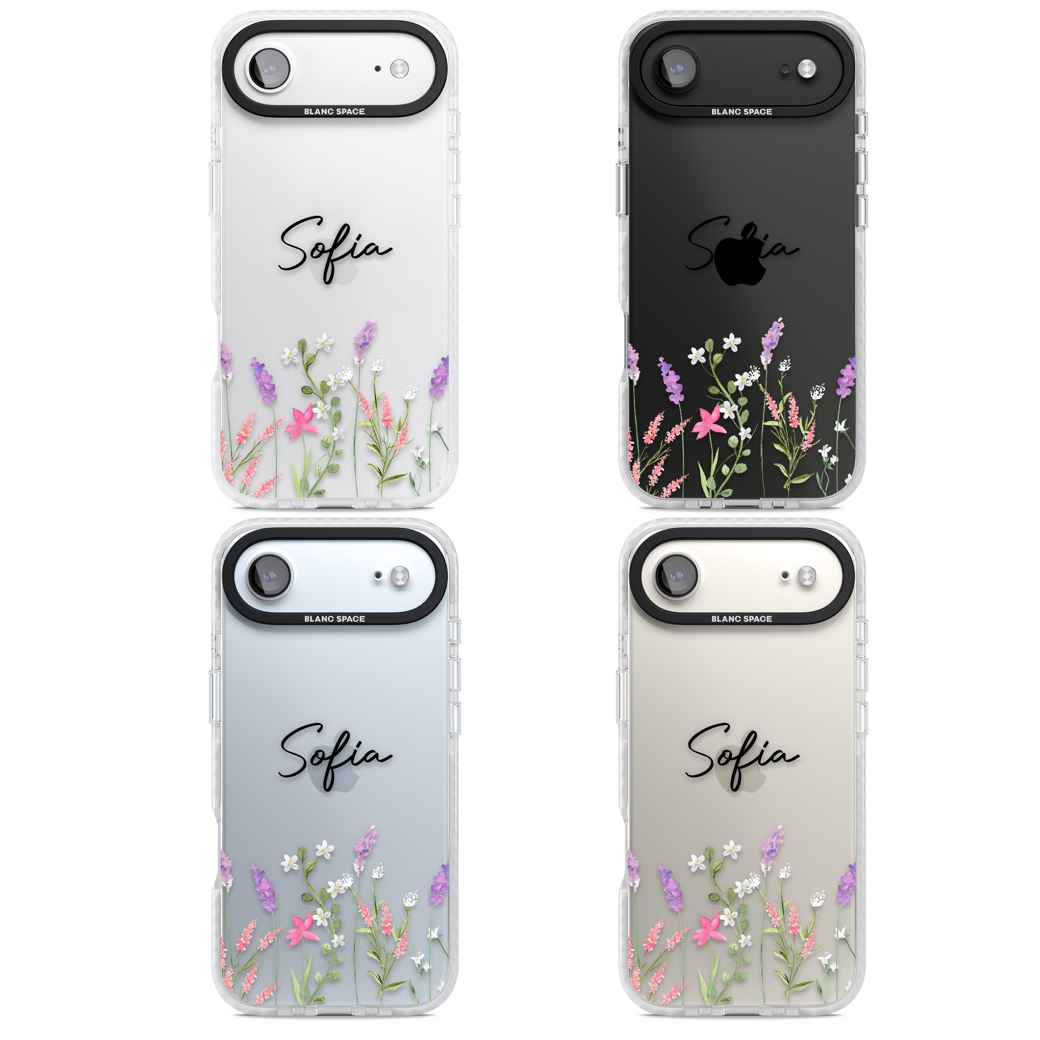 Personalised Lavender Wildflowers iPhone 17 Air Impact Clear Phone Case APT Impact Protection