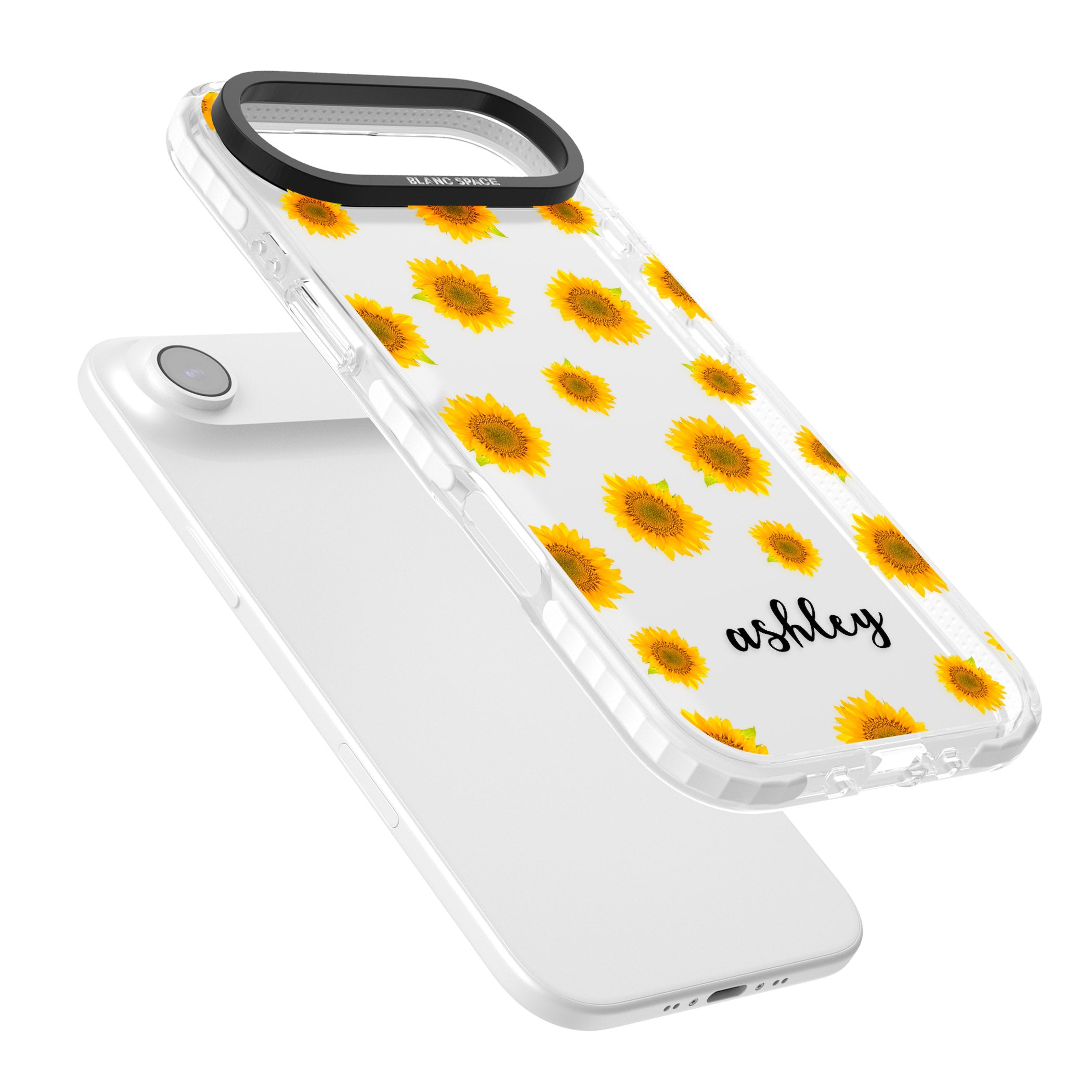 Personalised Sunflowers & Cursive iPhone 17 Air Impact Clear Phone Case Colours