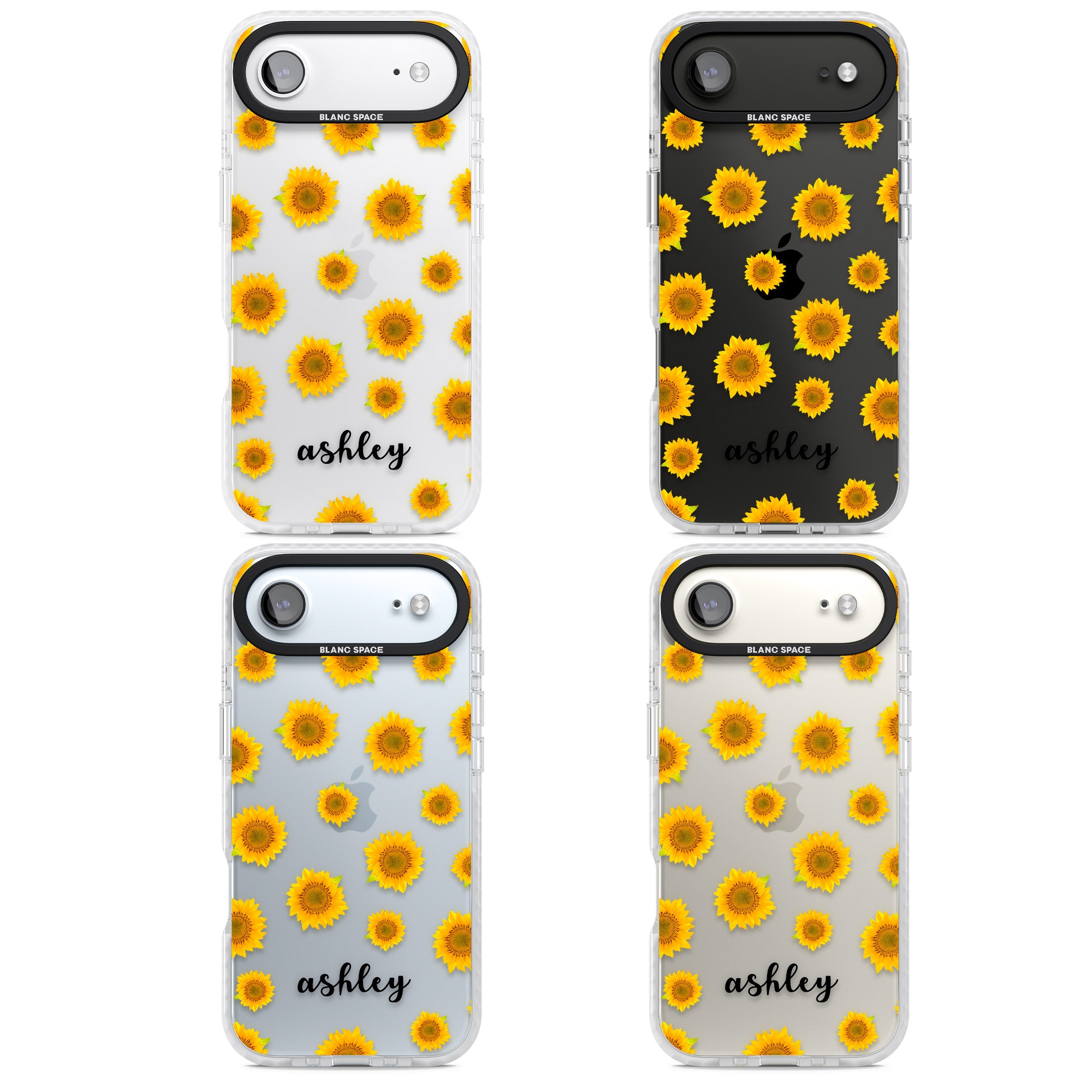Personalised Sunflowers & Cursive iPhone 17 Air Impact Clear Phone Case APT Impact Protection
