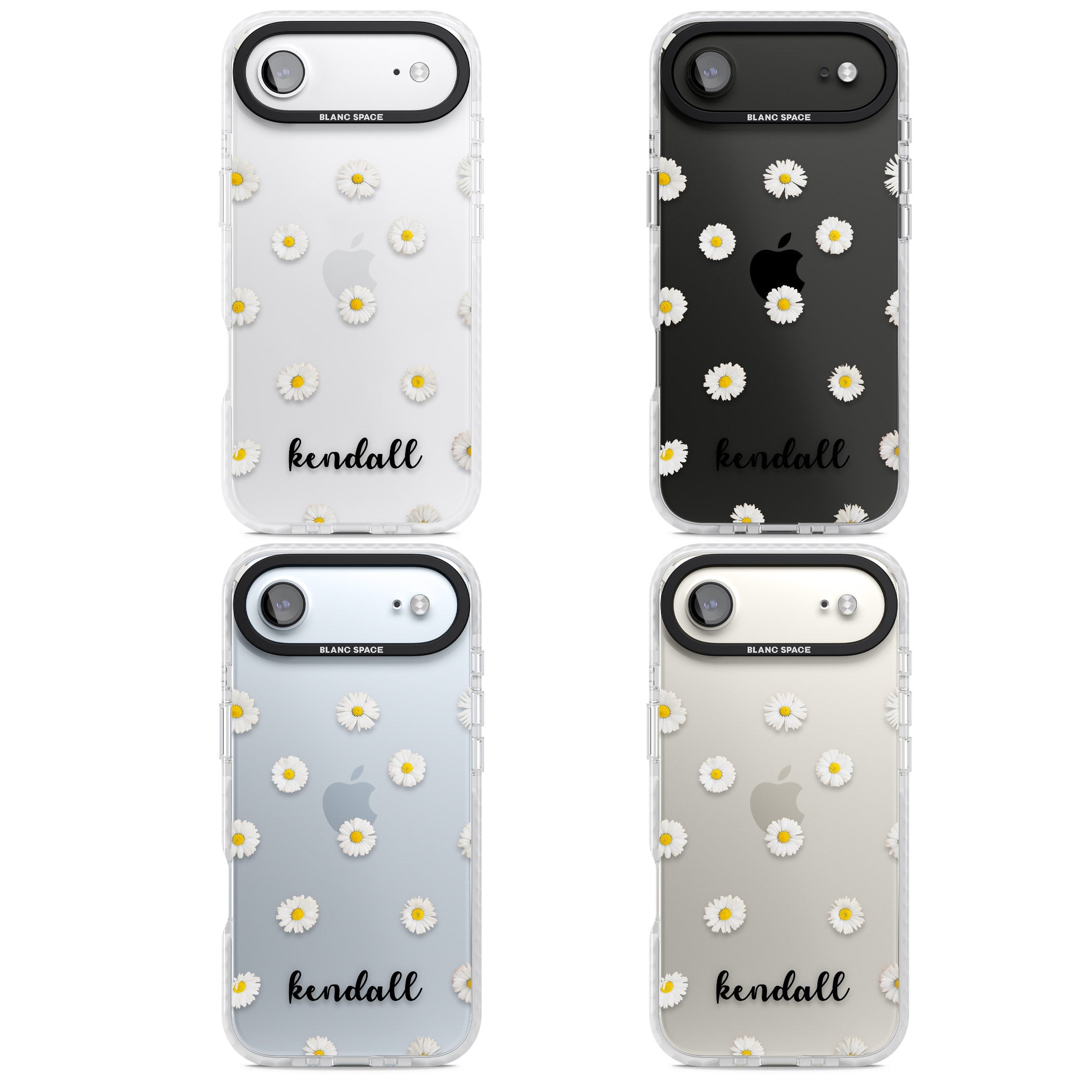 Personalised White Daisies & Cursive iPhone 17 Air Impact Clear Phone Case APT Impact Protection
