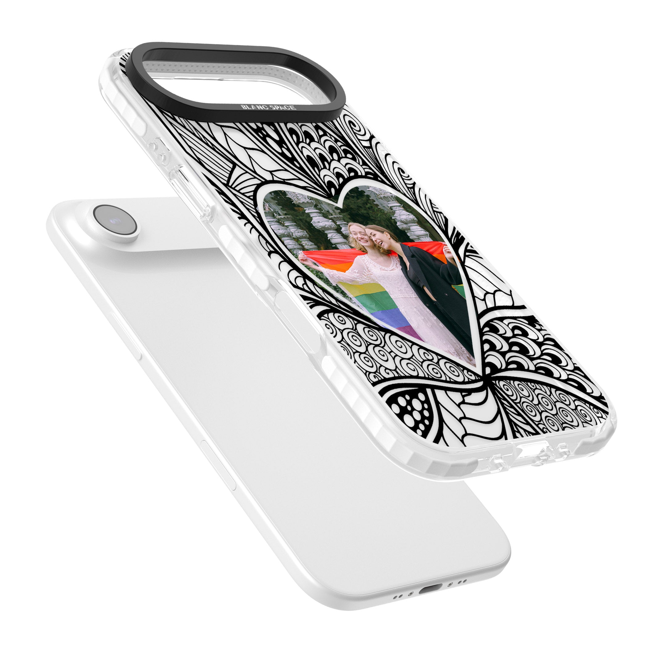 Personalised Henna Heart Photo Case iPhone 17 Air Impact Clear Phone Case Colours