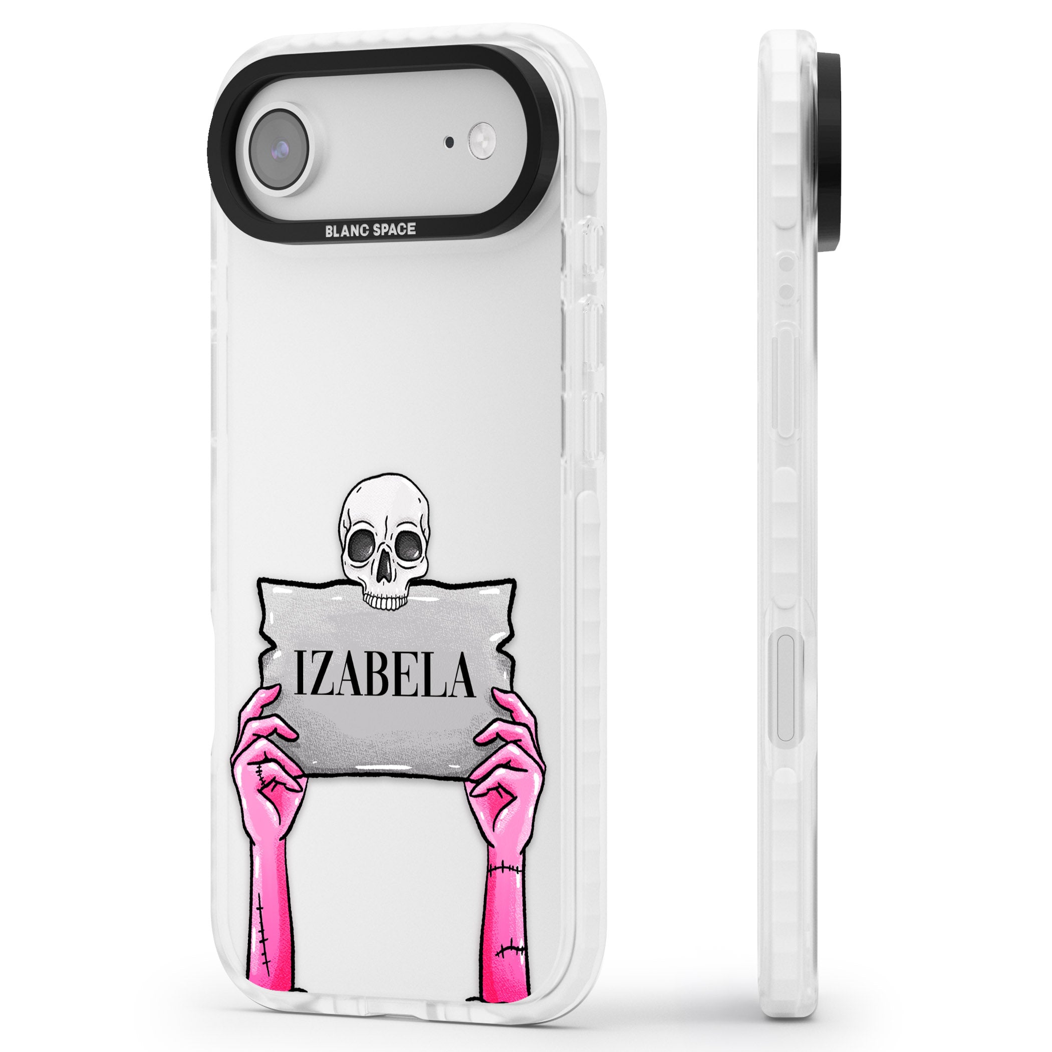 Personalised Grave Plaque iPhone 17 Air Impact Clear Phone Case Side Profile