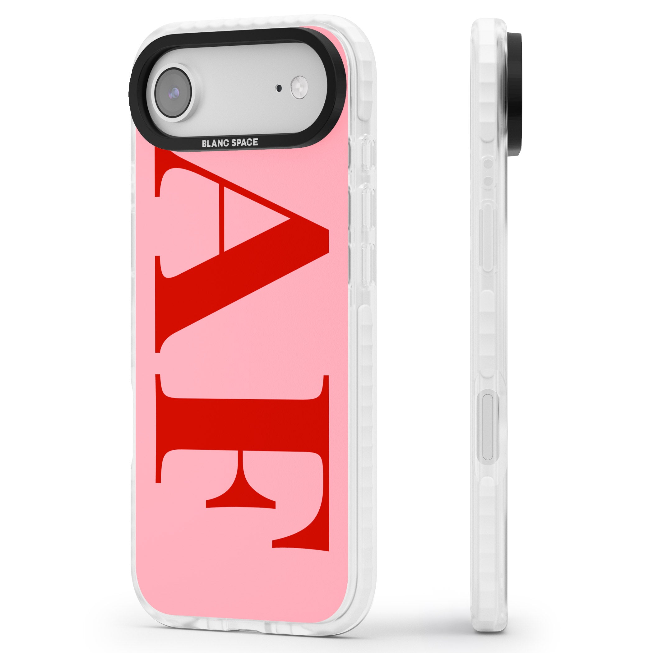 Personalised Red & Pink Letters iPhone 17 Air Impact Clear Phone Case Side Profile