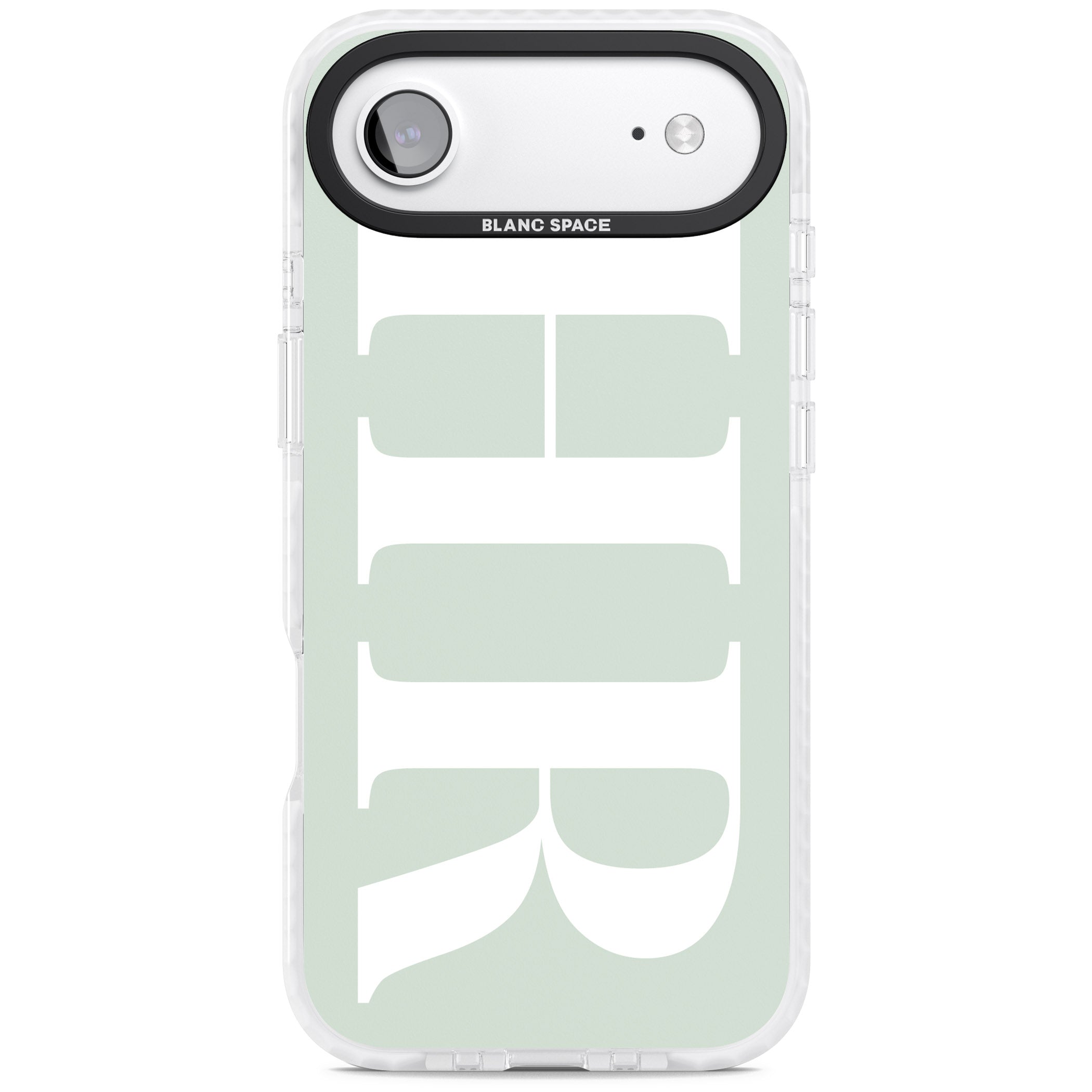 Personalised White & Seafoam Green Letters iPhone 17 Air Impact Clear Phone Case