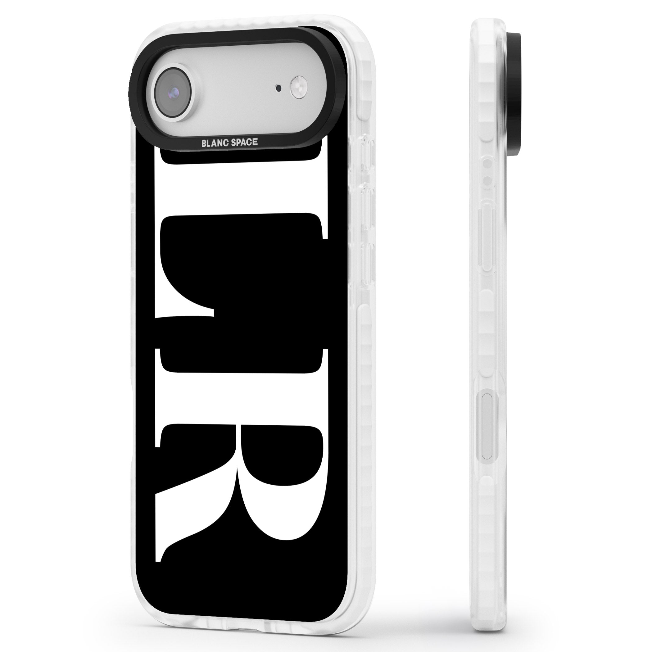 Personalised White & Black Letters iPhone 17 Air Impact Clear Phone Case Side Profile