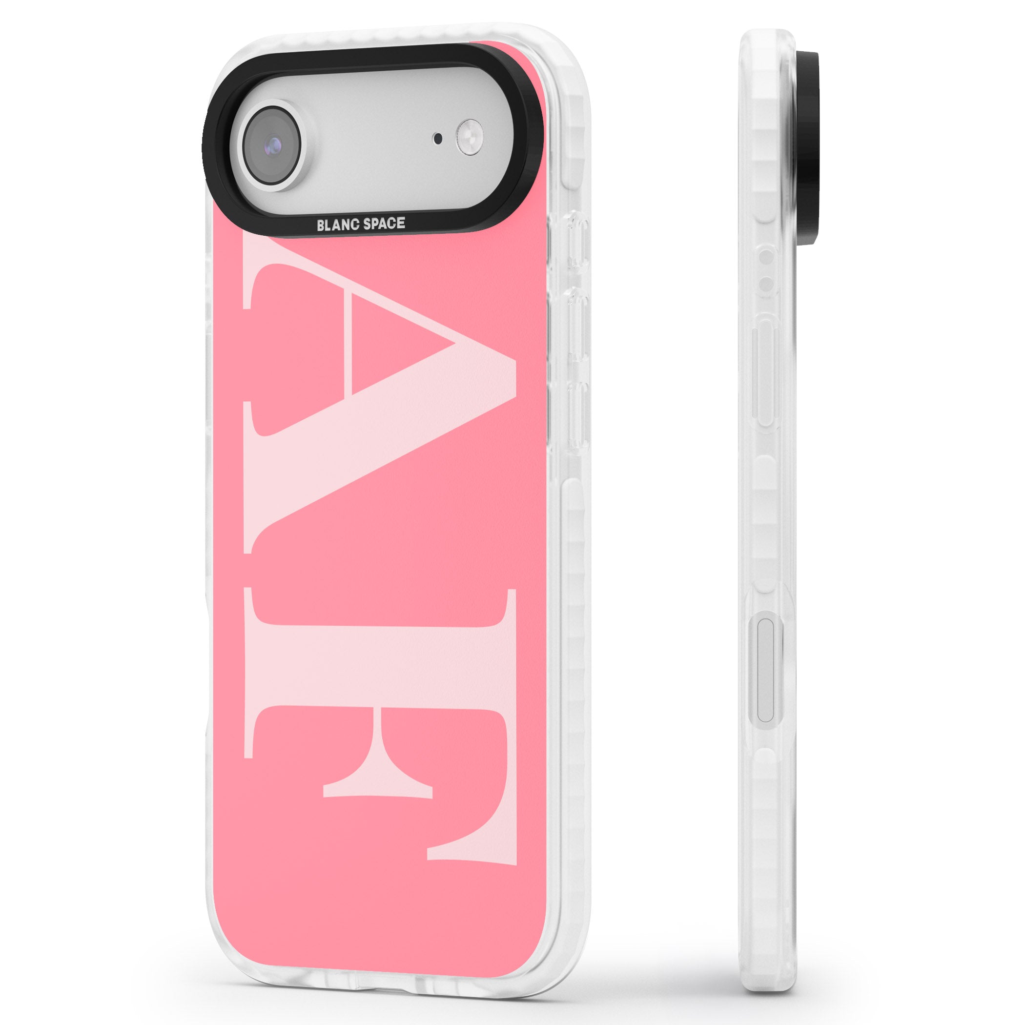 Personalised Light & Dark Pink Green Letters iPhone 17 Air Impact Clear Phone Case Side Profile