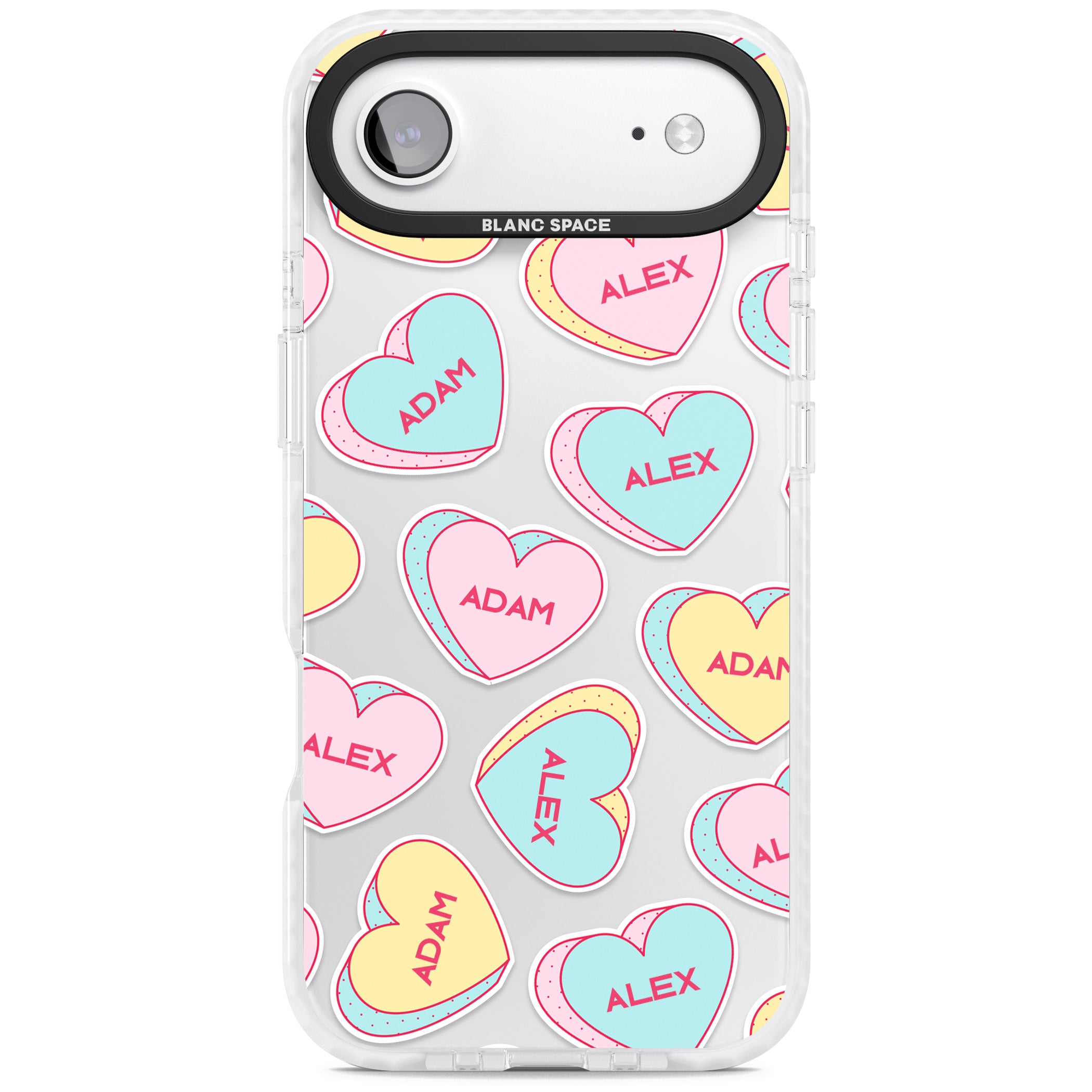 Personalised Love Hearts iPhone 17 Air Impact Clear Phone Case