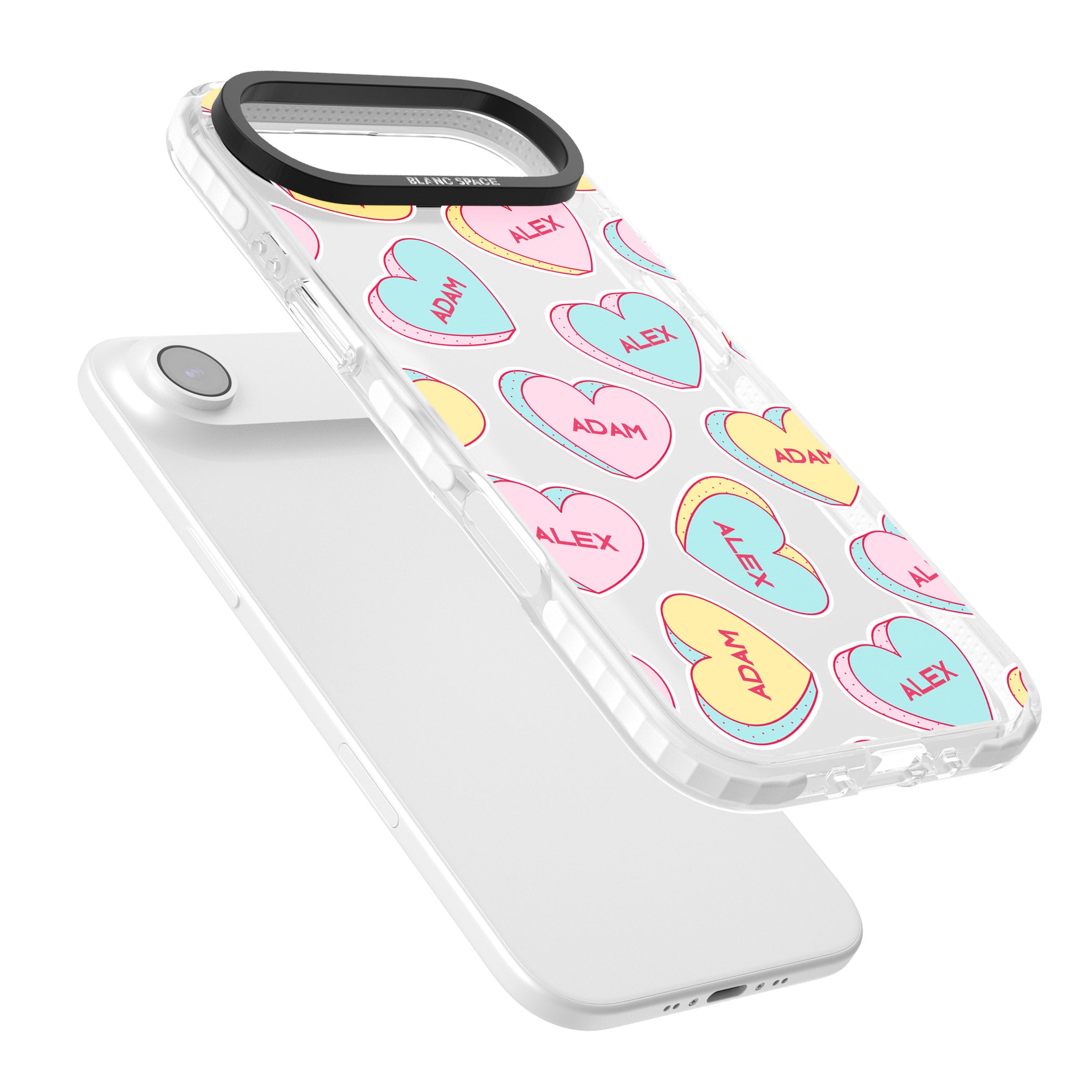 Personalised Love Hearts iPhone 17 Air Impact Clear Phone Case Colours