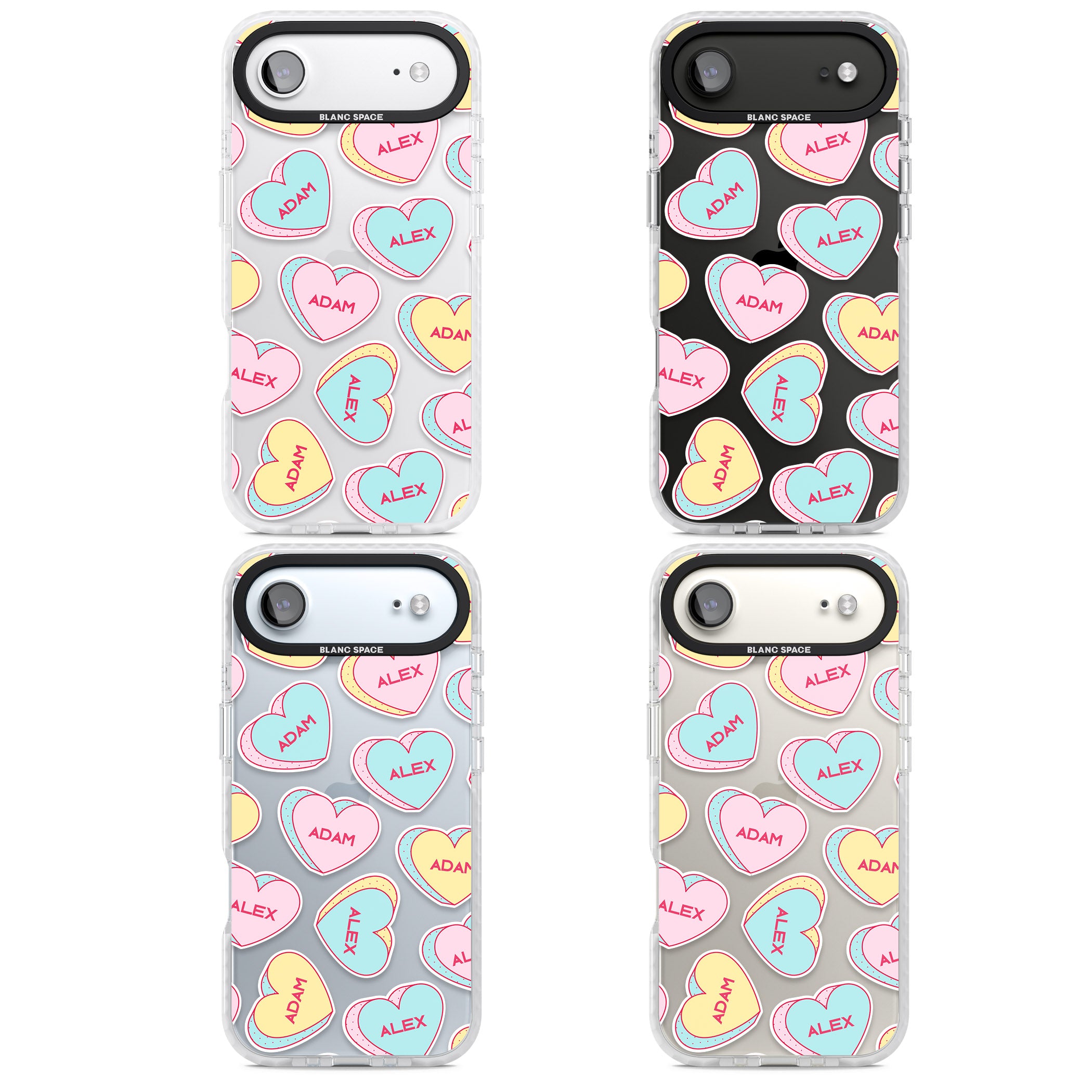Personalised Love Hearts iPhone 17 Air Impact Clear Phone Case APT Impact Protection