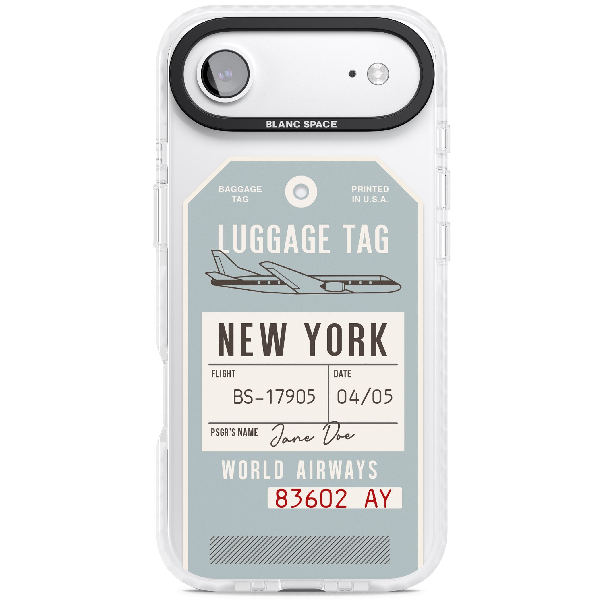 Personalised Vintage Usa Luggage Tag iPhone 17 Air Impact Clear Phone Case