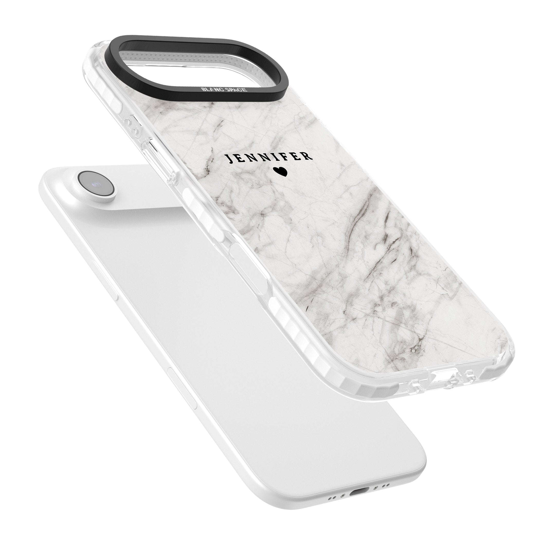 Personalised Light Grey Marble iPhone 17 Air Impact Clear Phone Case Colours