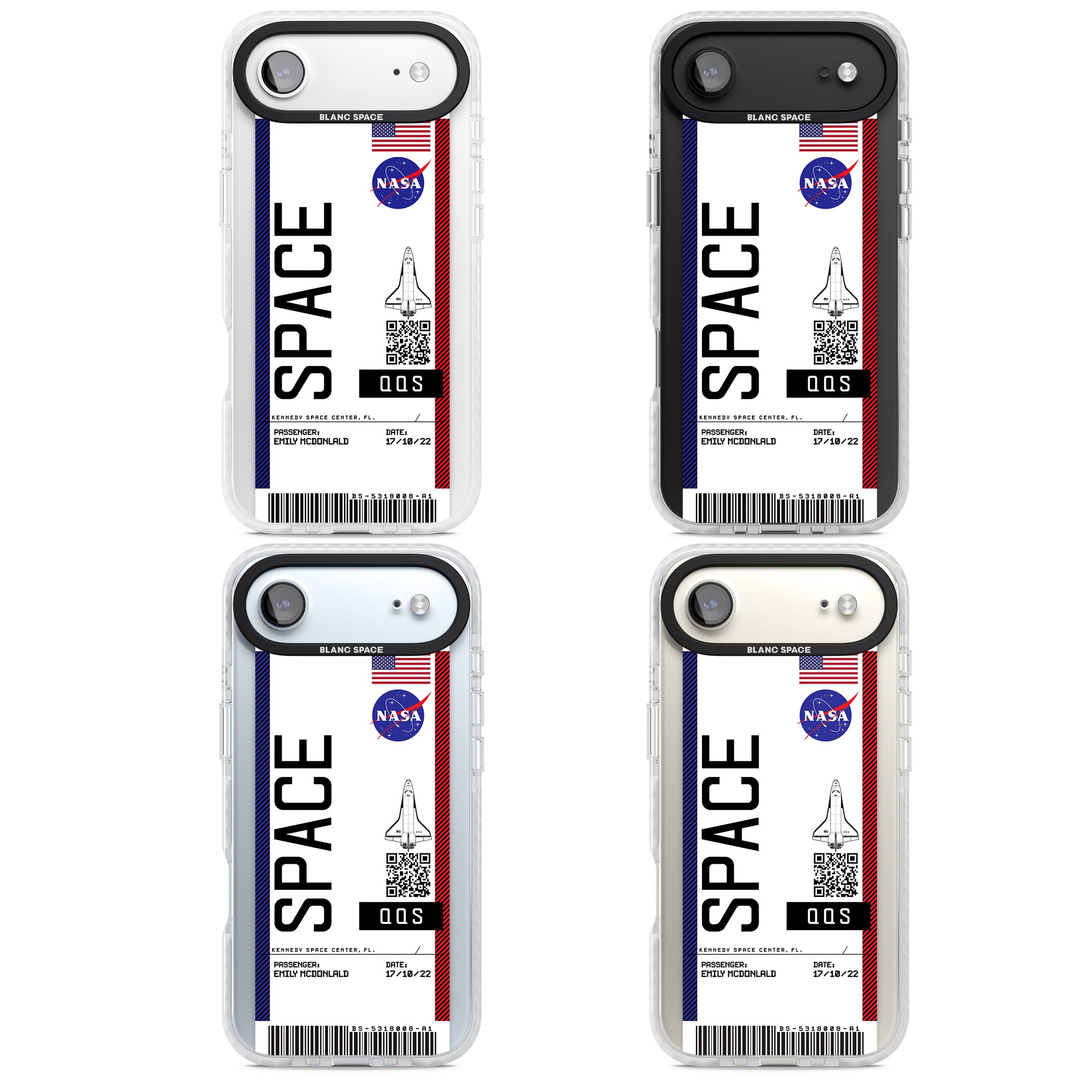 Personalised Nasa Boarding Pass (Light) iPhone 17 Air Impact Clear Phone Case APT Impact Protection