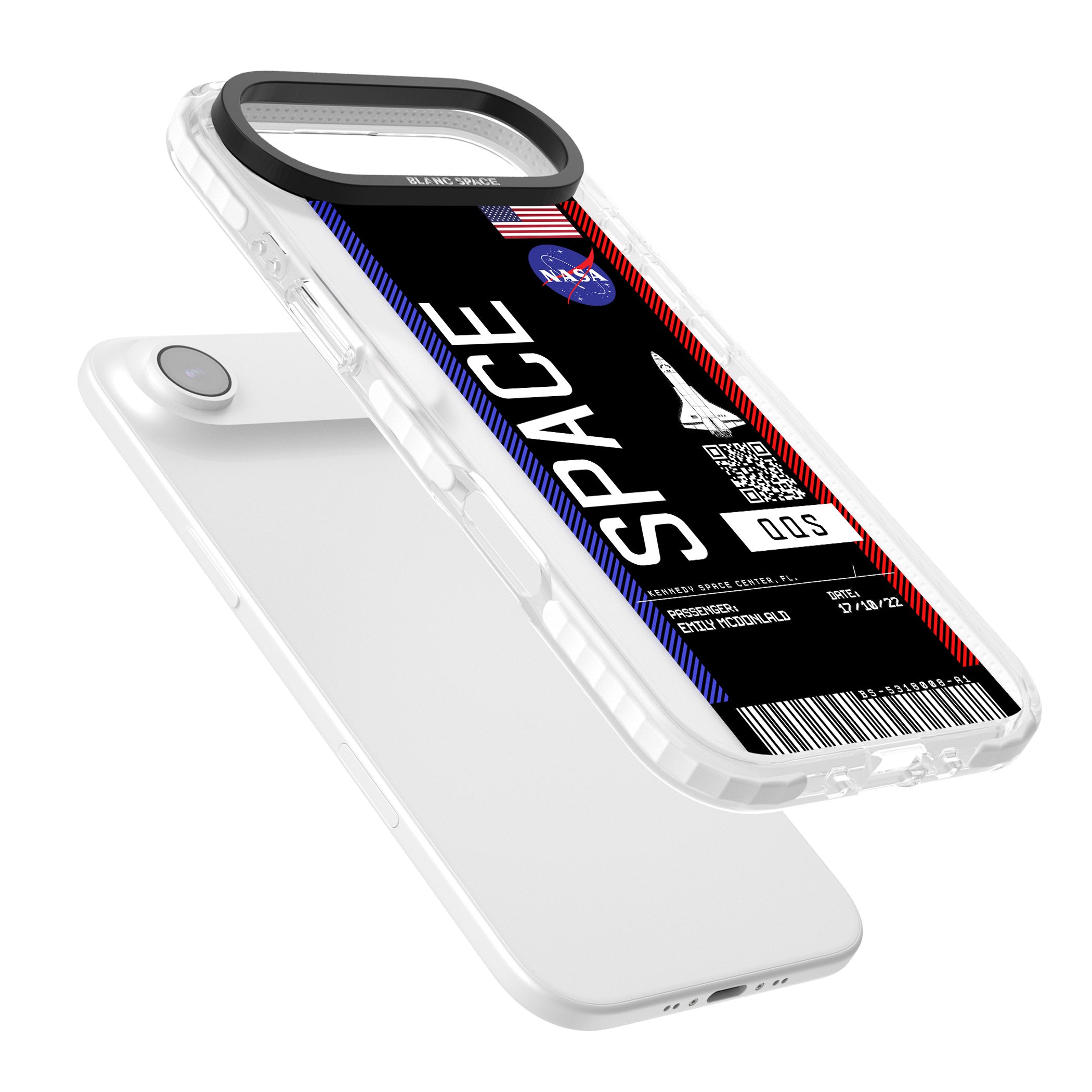 Personalised Nasa Boarding Pass (Dark) iPhone 17 Air Impact Clear Phone Case Colours