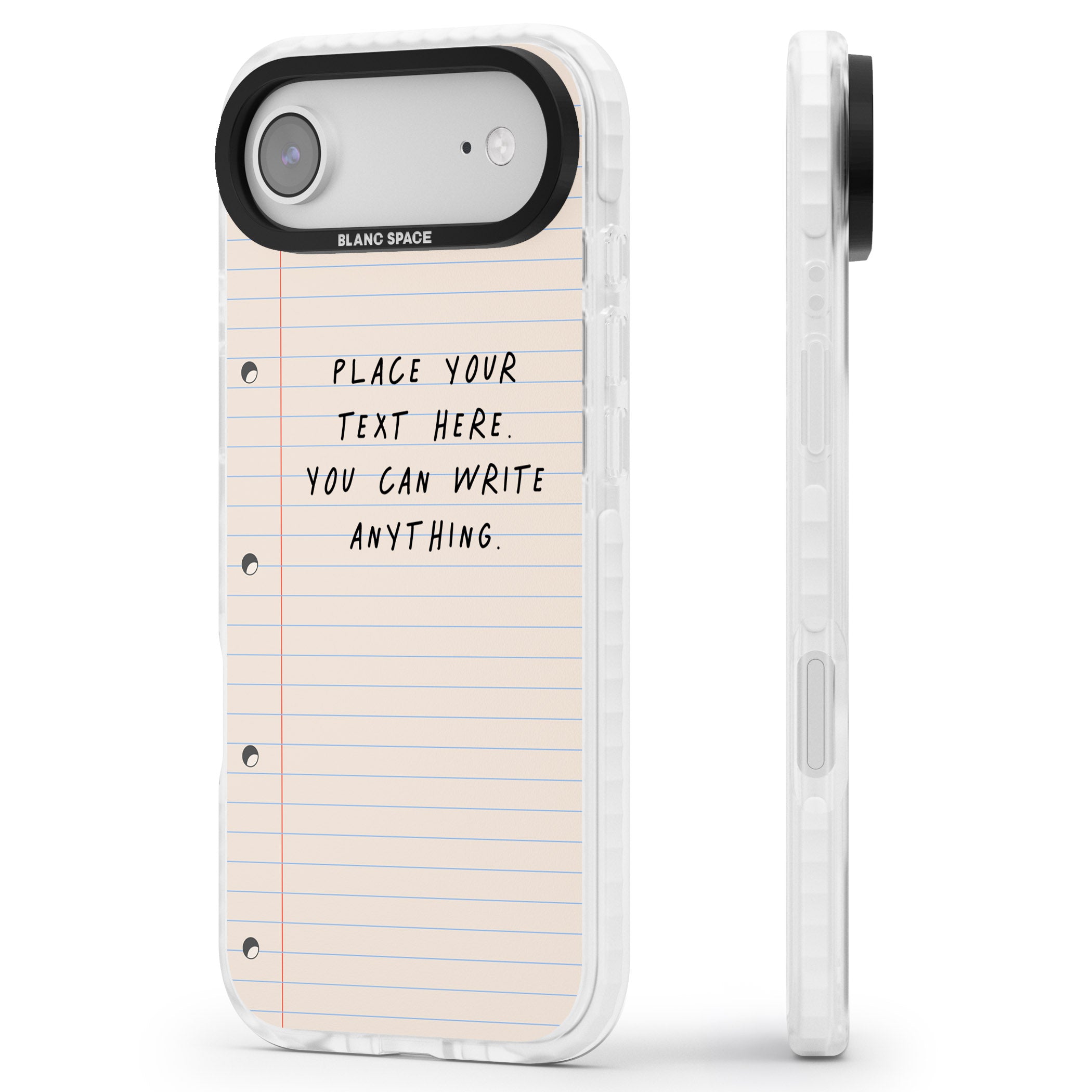 Personalised Lined Paper iPhone 17 Air Impact Clear Phone Case Side Profile