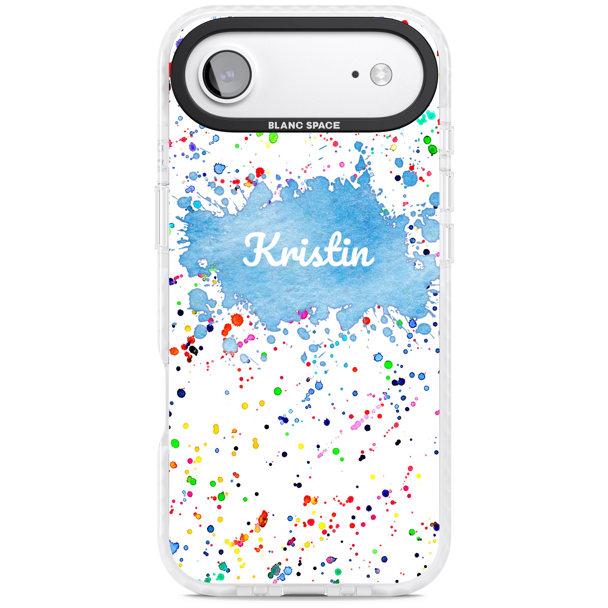 Personalised Rainbow Splatter Name iPhone 17 Air Impact Clear Phone Case