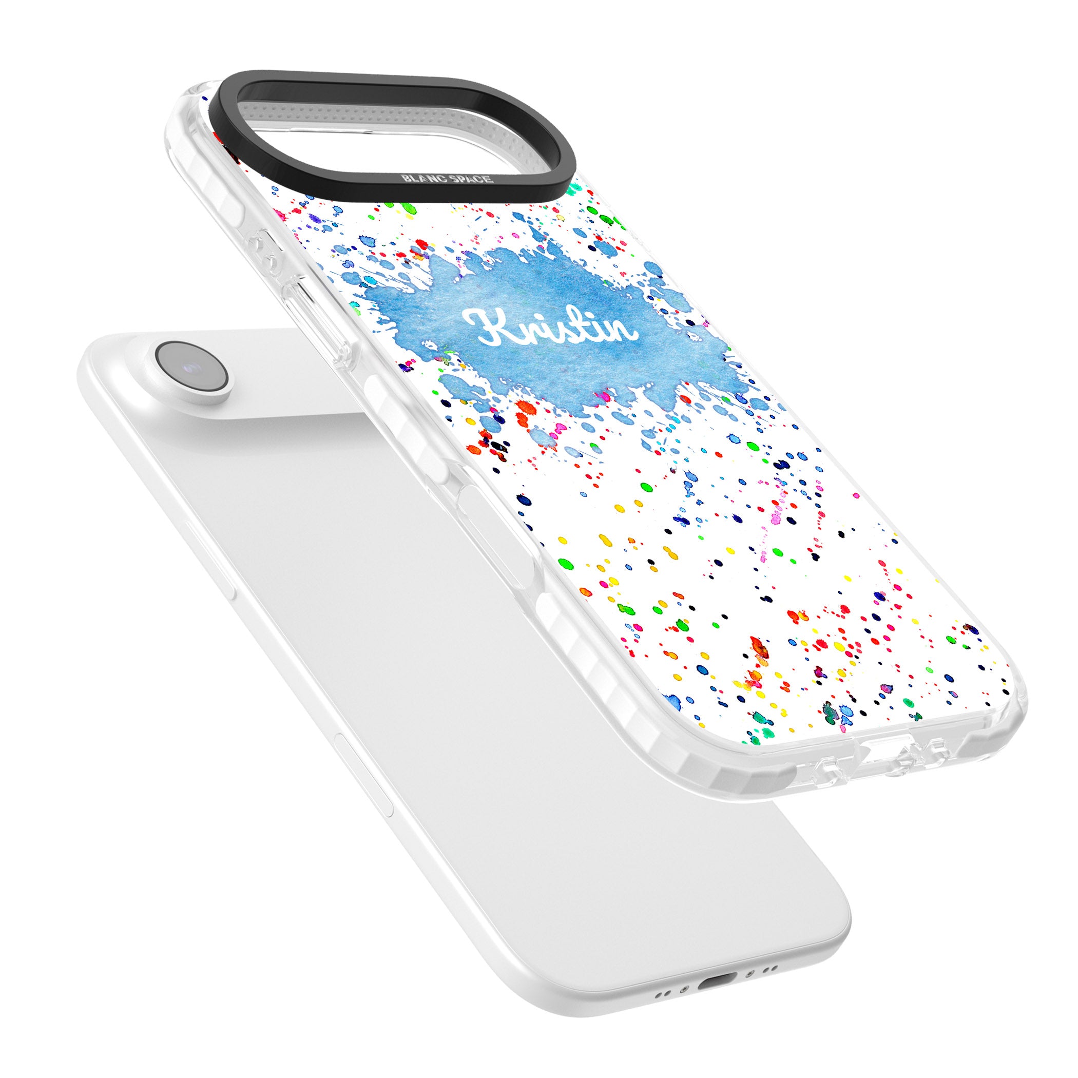 Personalised Rainbow Splatter Name iPhone 17 Air Impact Clear Phone Case Colours