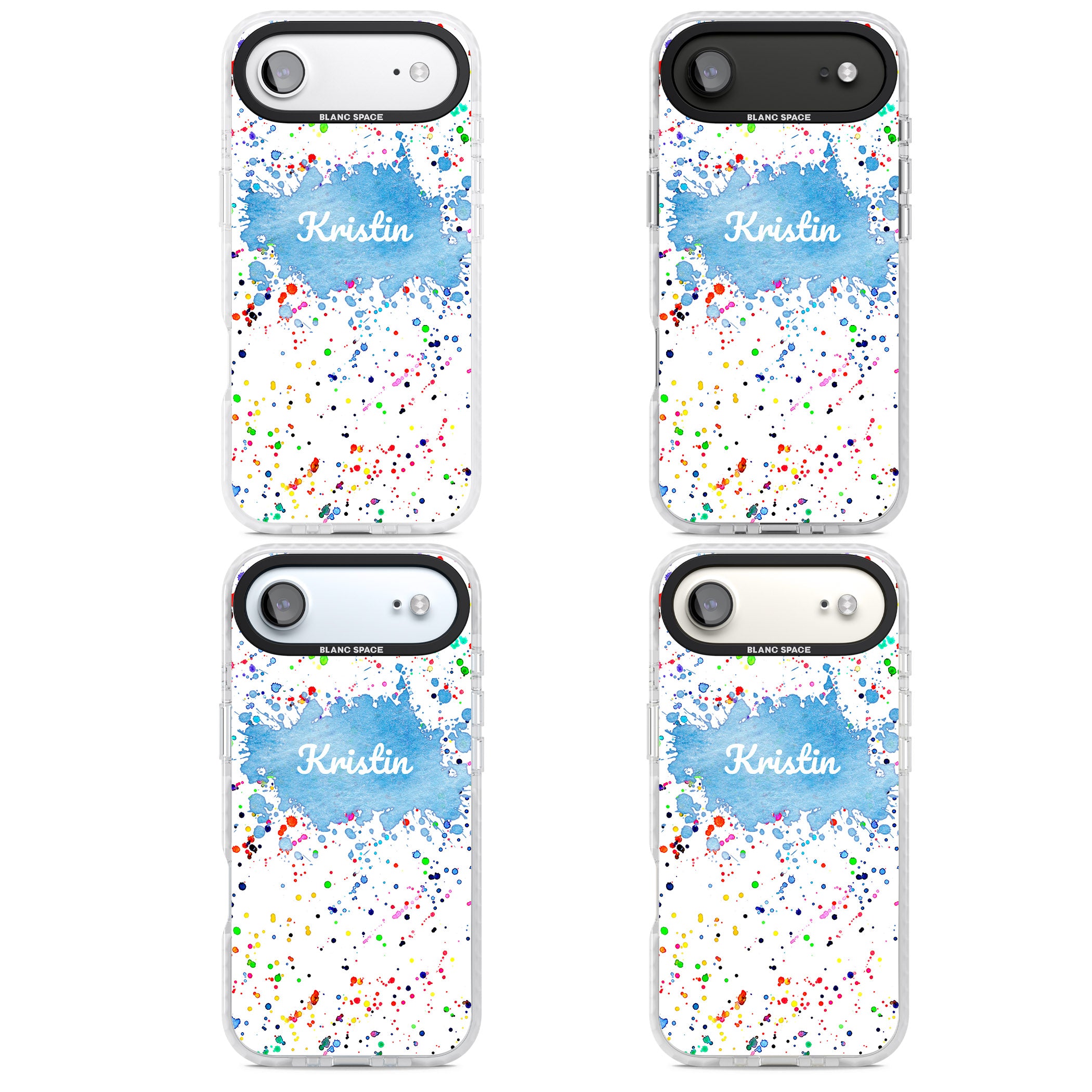 Personalised Rainbow Splatter Name iPhone 17 Air Impact Clear Phone Case APT Impact Protection