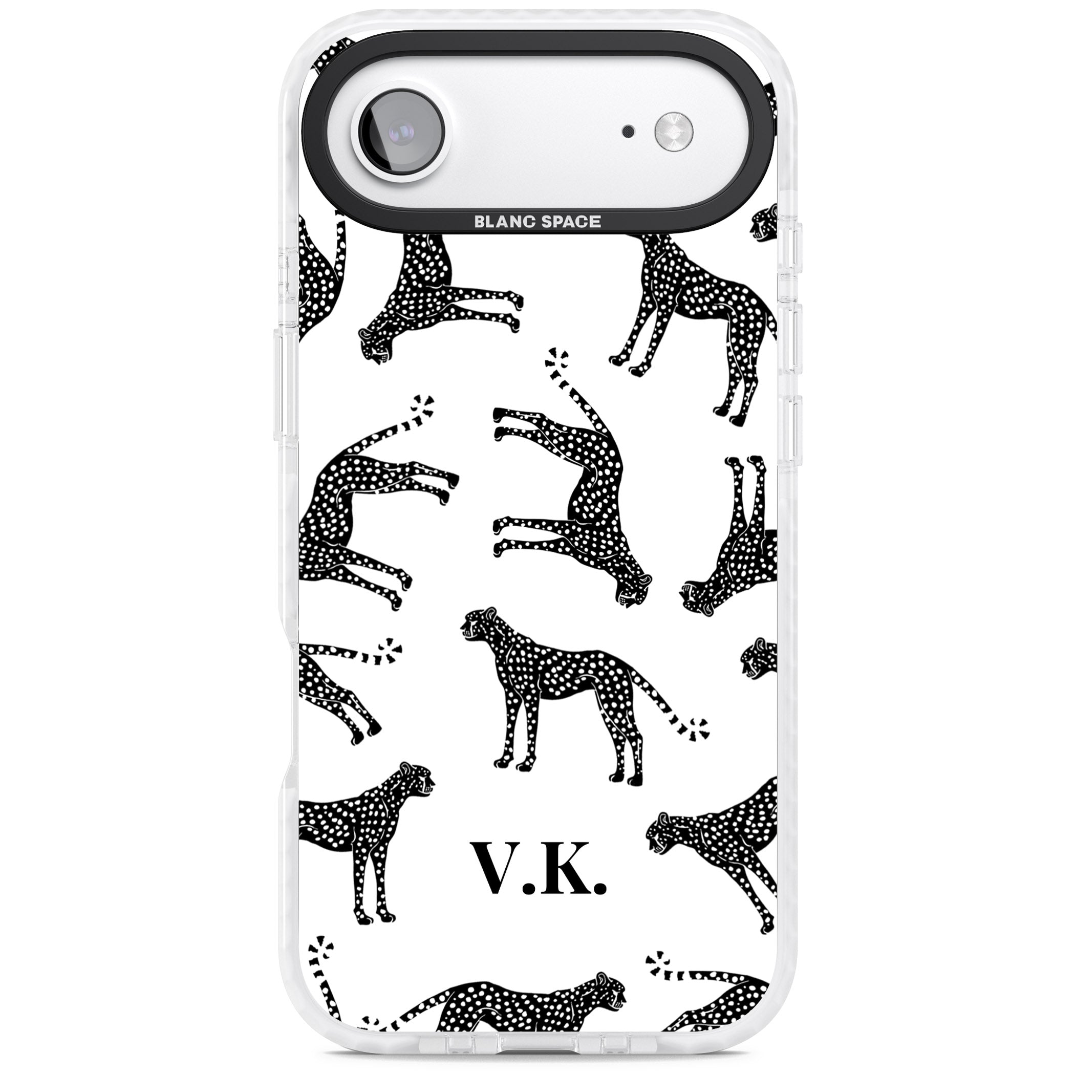 Personalised Black & White Cheetah Pattern iPhone 17 Air Impact Clear Phone Case