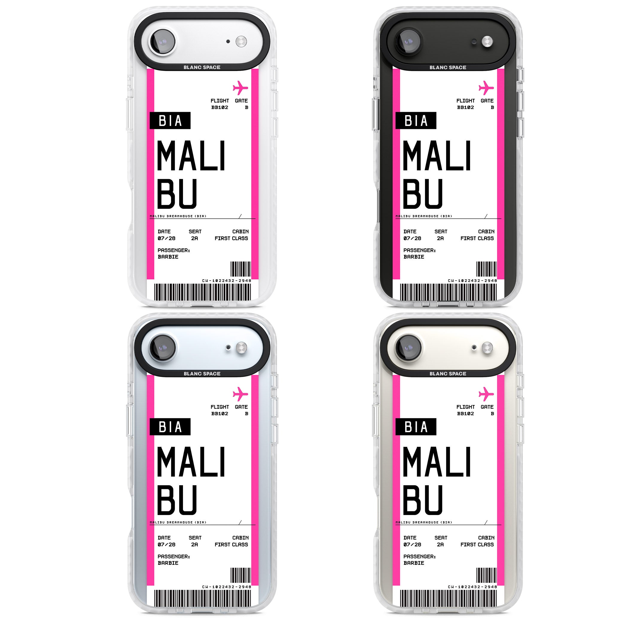 Personalised Pink Malibu Boarding Pass iPhone 17 Air Impact Clear Phone Case APT Impact Protection