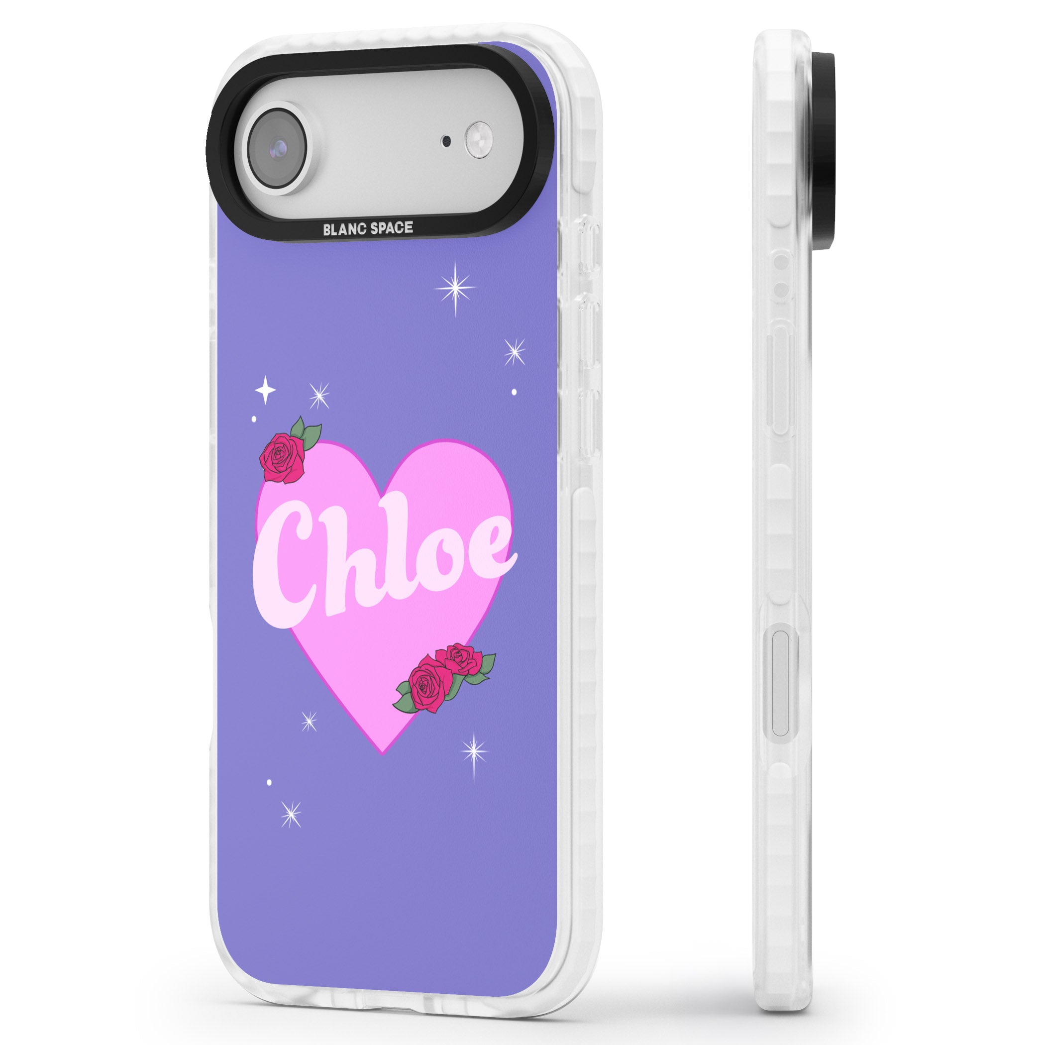 Personalised Glamorous Love Heart iPhone 17 Air Impact Clear Phone Case Side Profile