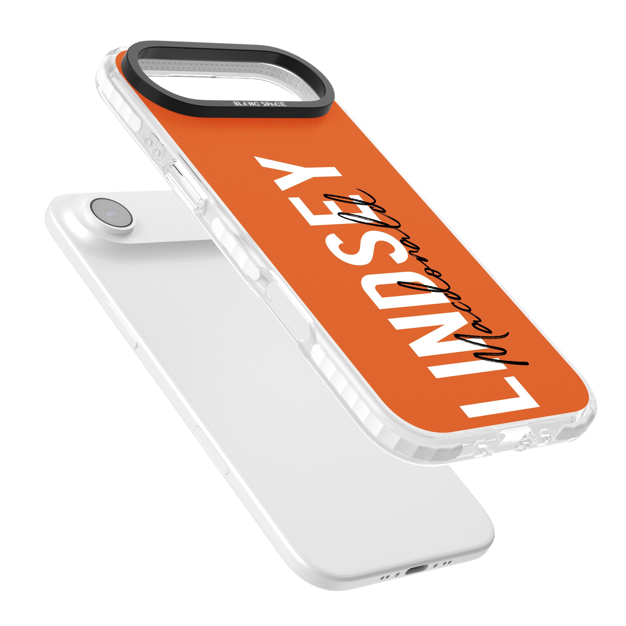 Personalised Bold Name: Orange iPhone 17 Air Impact Clear Phone Case Colours