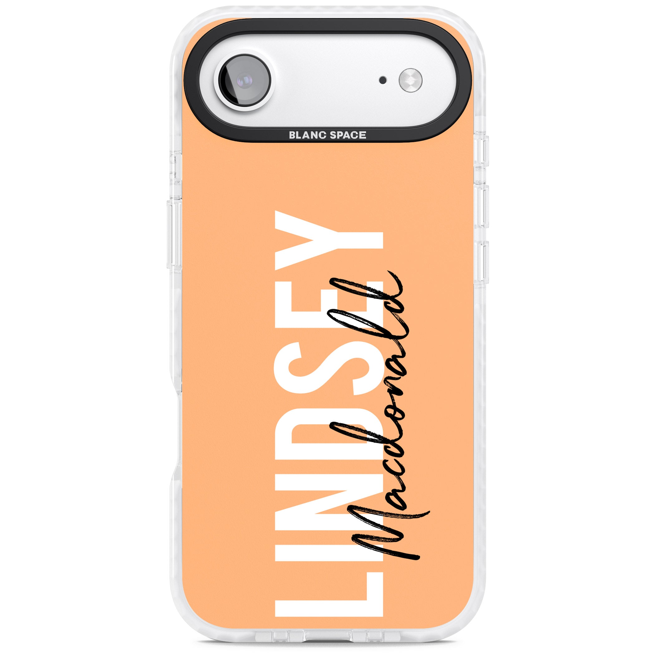 Personalised Bold Name: Peach iPhone 17 Air Impact Clear Phone Case