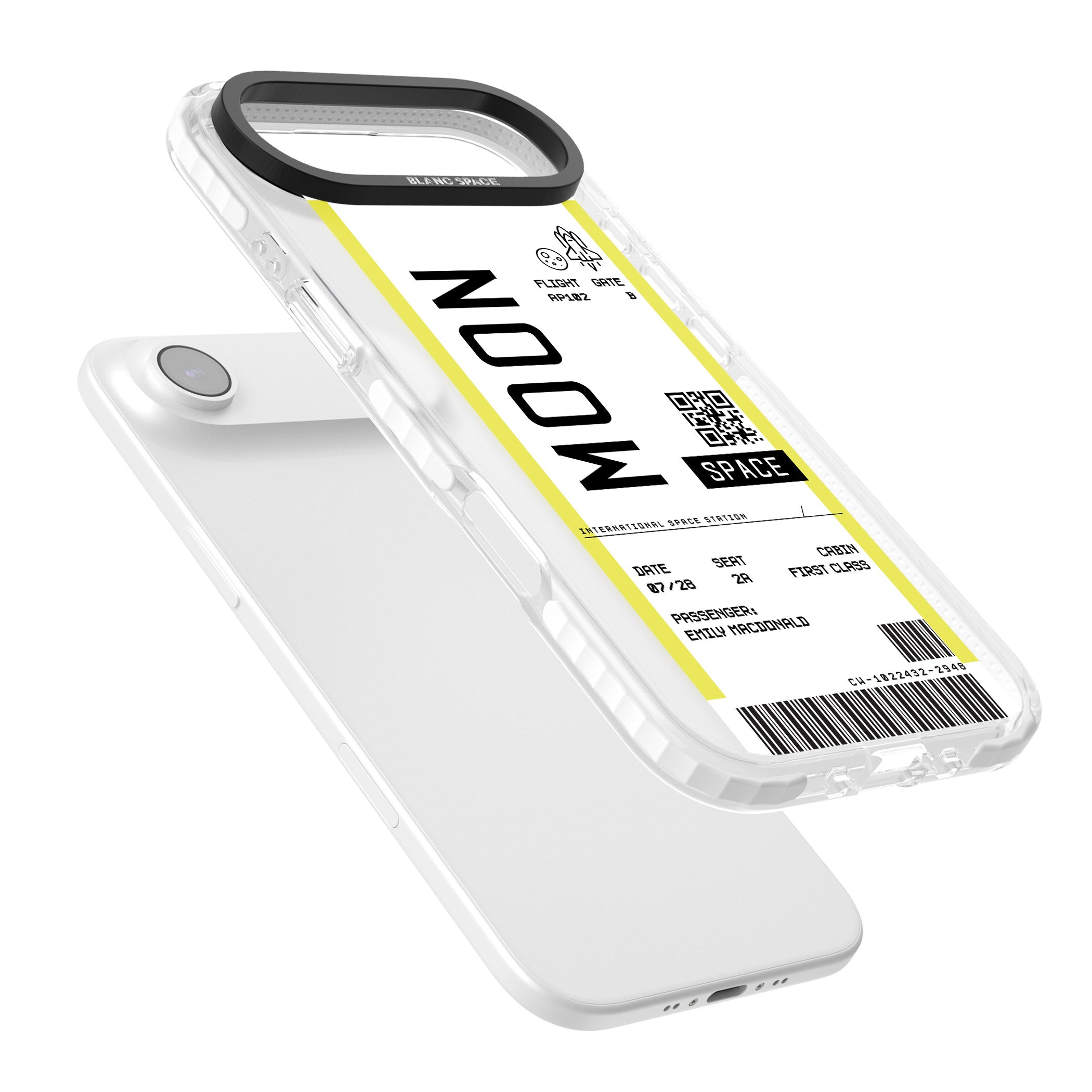 Personalised Moon Travel Ticket iPhone 17 Air Impact Clear Phone Case Colours
