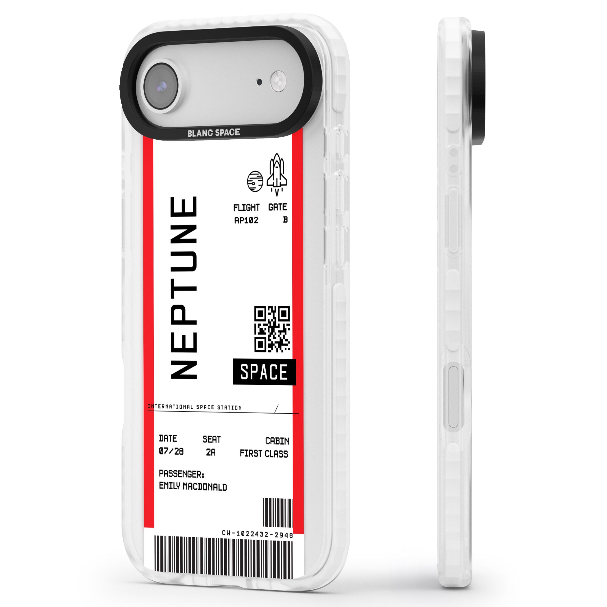 Personalised Neptune Travel Ticket iPhone 17 Air Impact Clear Phone Case Side Profile