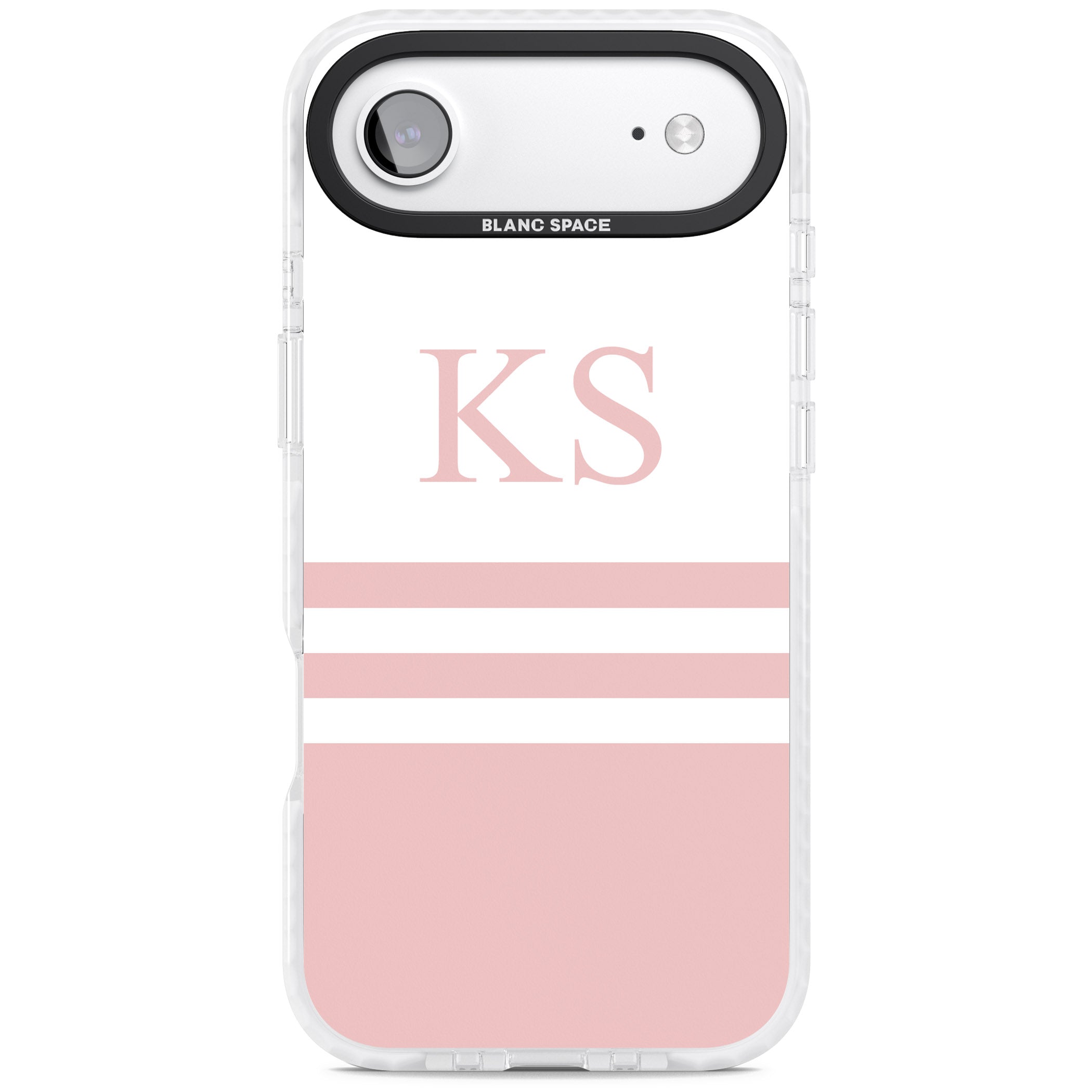 Personalised Pink Stripes & Initials iPhone 17 Air Impact Clear Phone Case