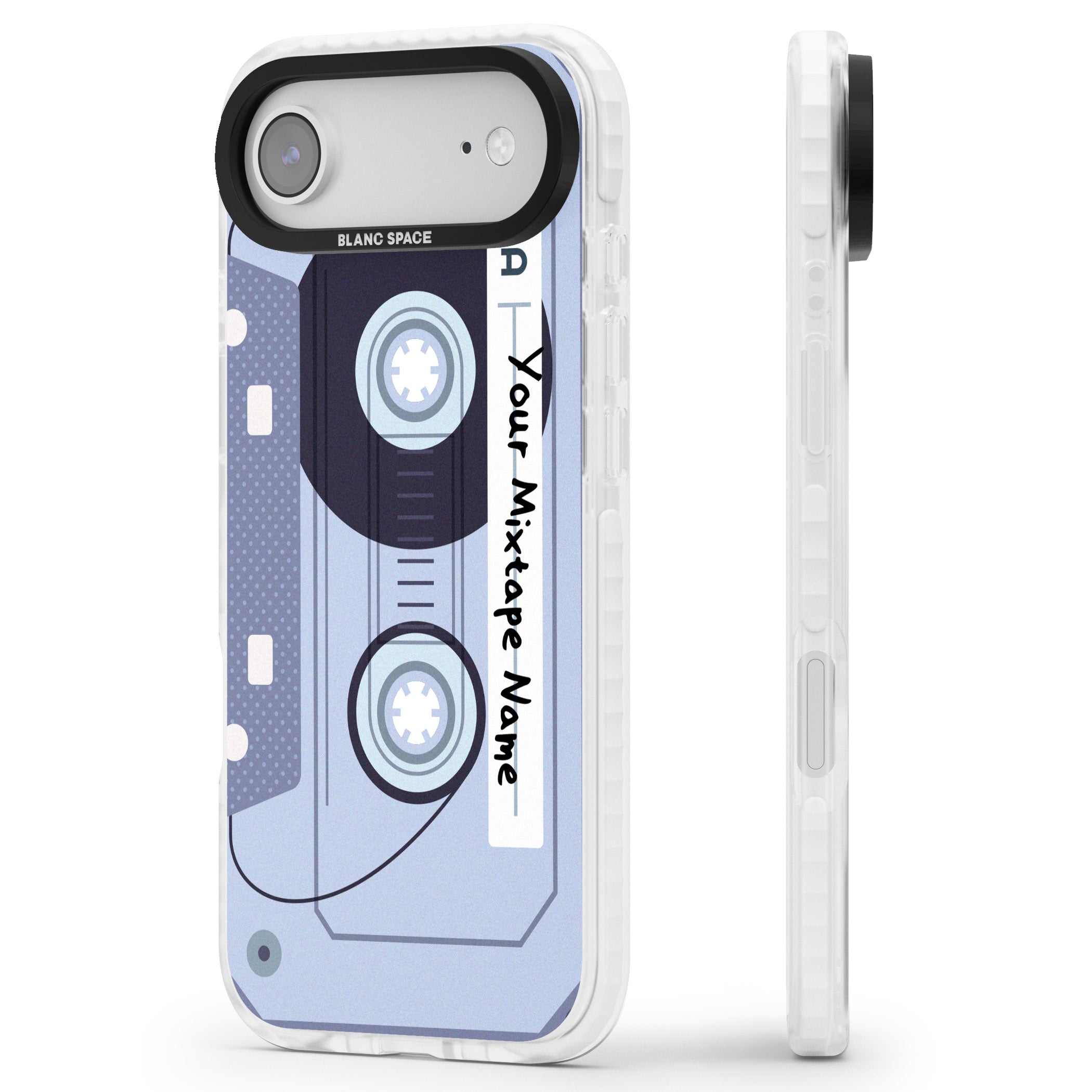 Personalised Retro Mixtape Industrial iPhone 17 Air Impact Clear Phone Case Side Profile