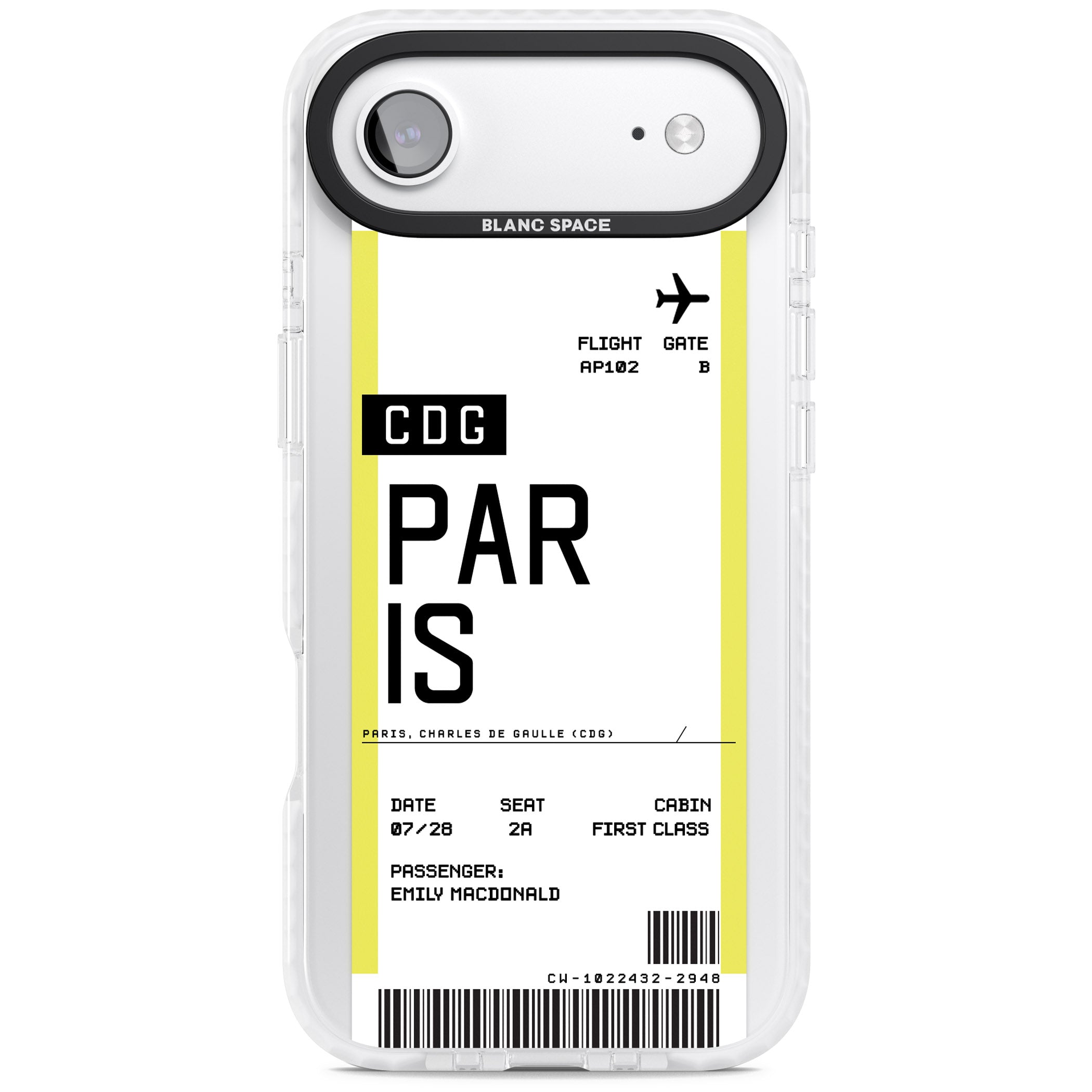 Personalised Paris Boarding Pass iPhone 17 Air Impact Clear Phone Case