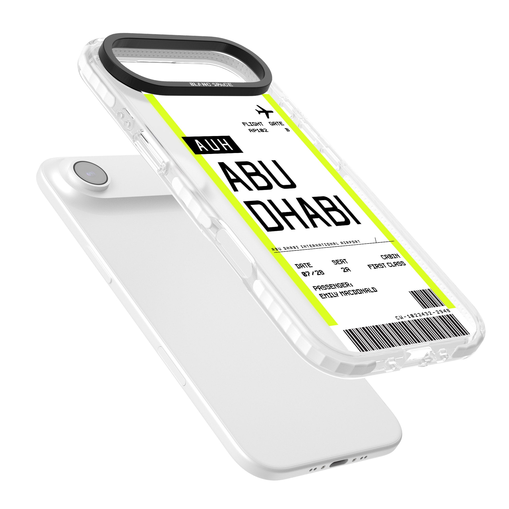 Personalised Abu Dhabi Boarding Pass iPhone 17 Air Impact Clear Phone Case Colours
