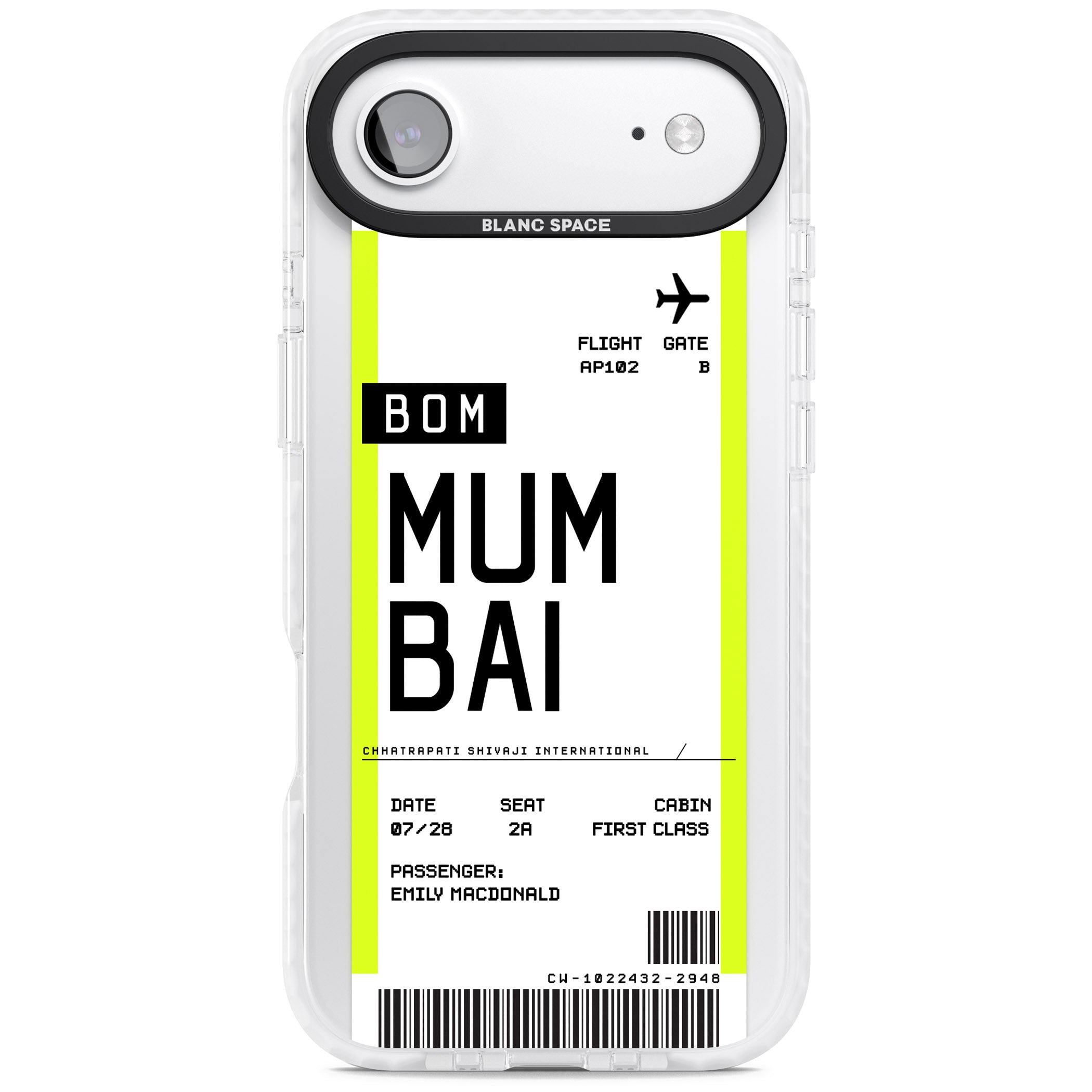 Personalised Mumbai Boarding Pass iPhone 17 Air Impact Clear Phone Case