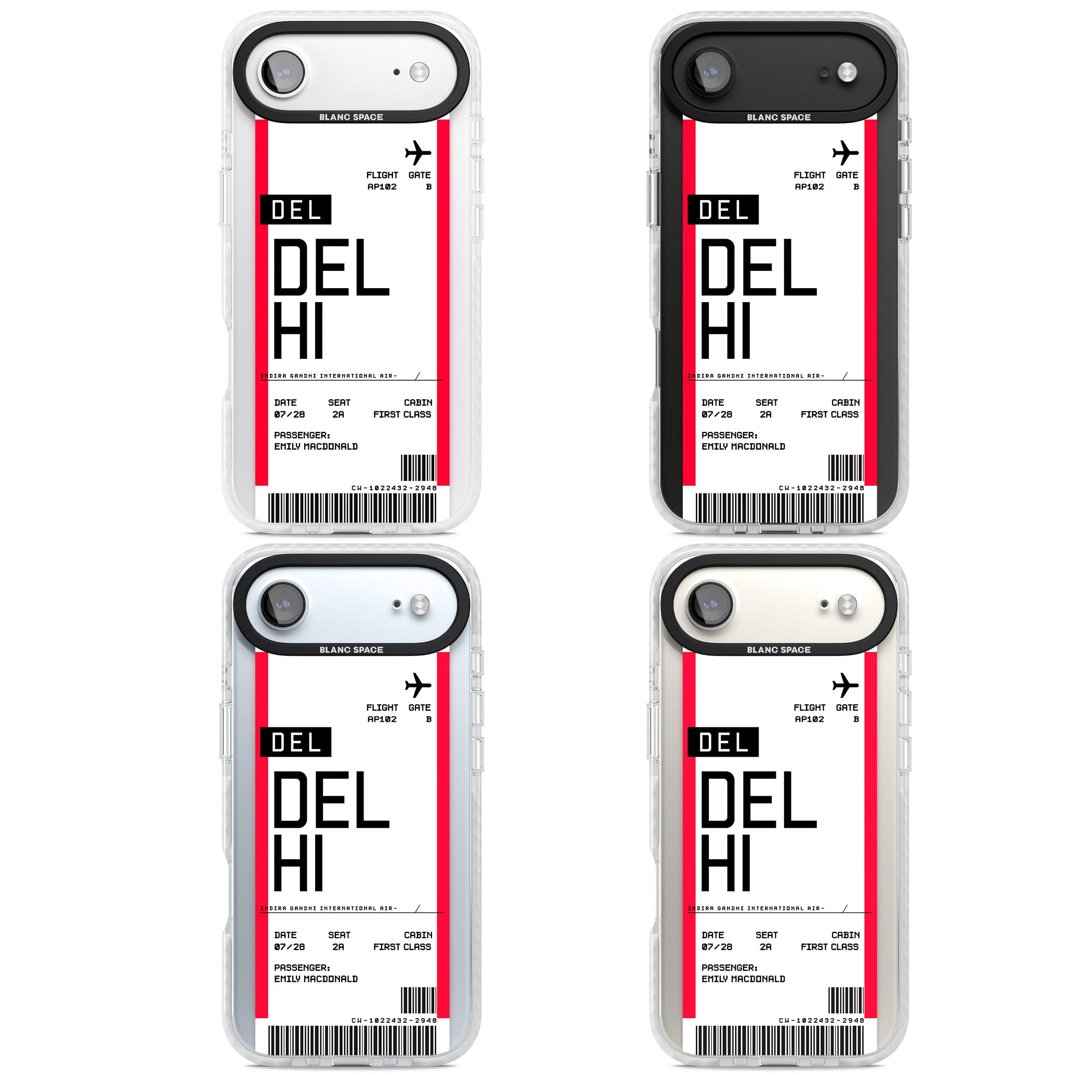Personalised Delhi Boarding Pass iPhone 17 Air Impact Clear Phone Case APT Impact Protection