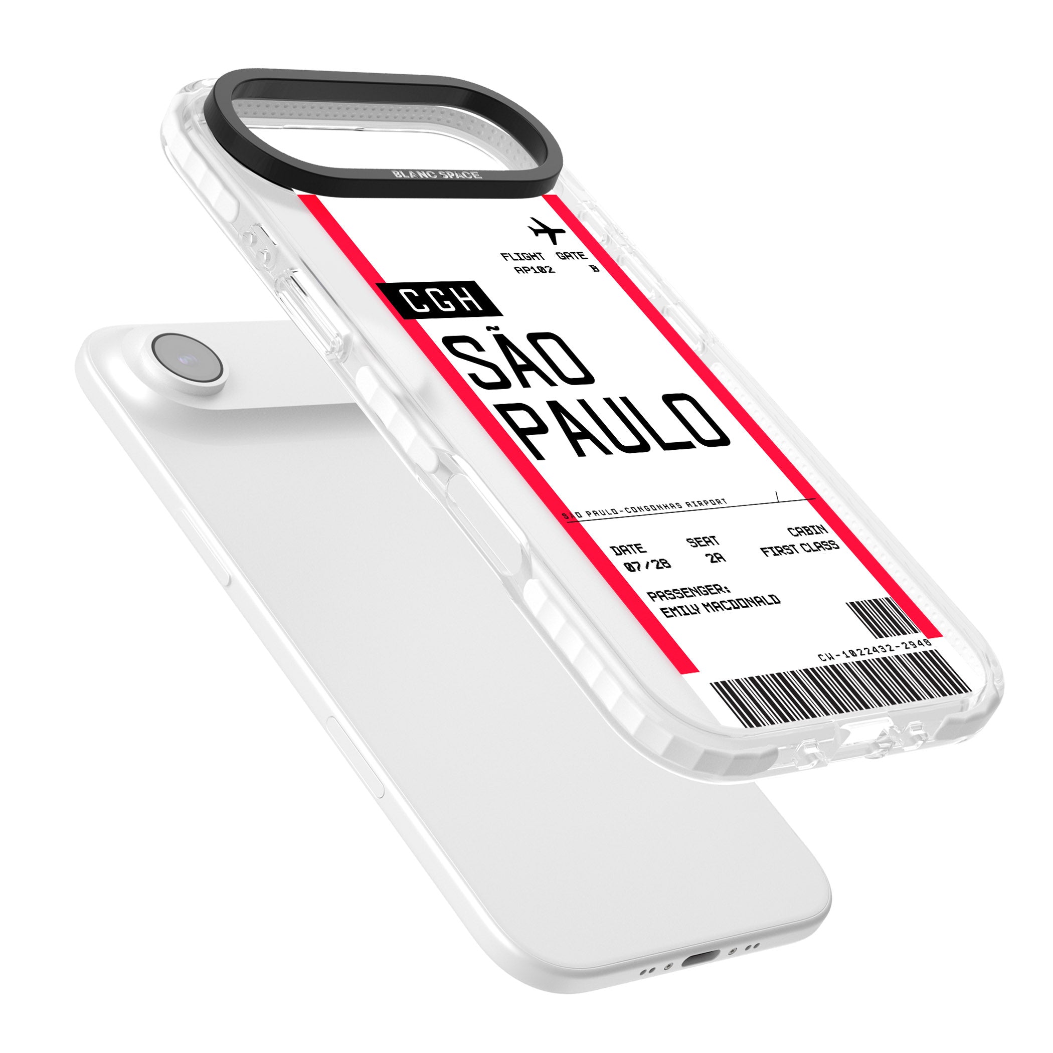 Personalised São Paulo Boarding Pass iPhone 17 Air Impact Clear Phone Case Colours