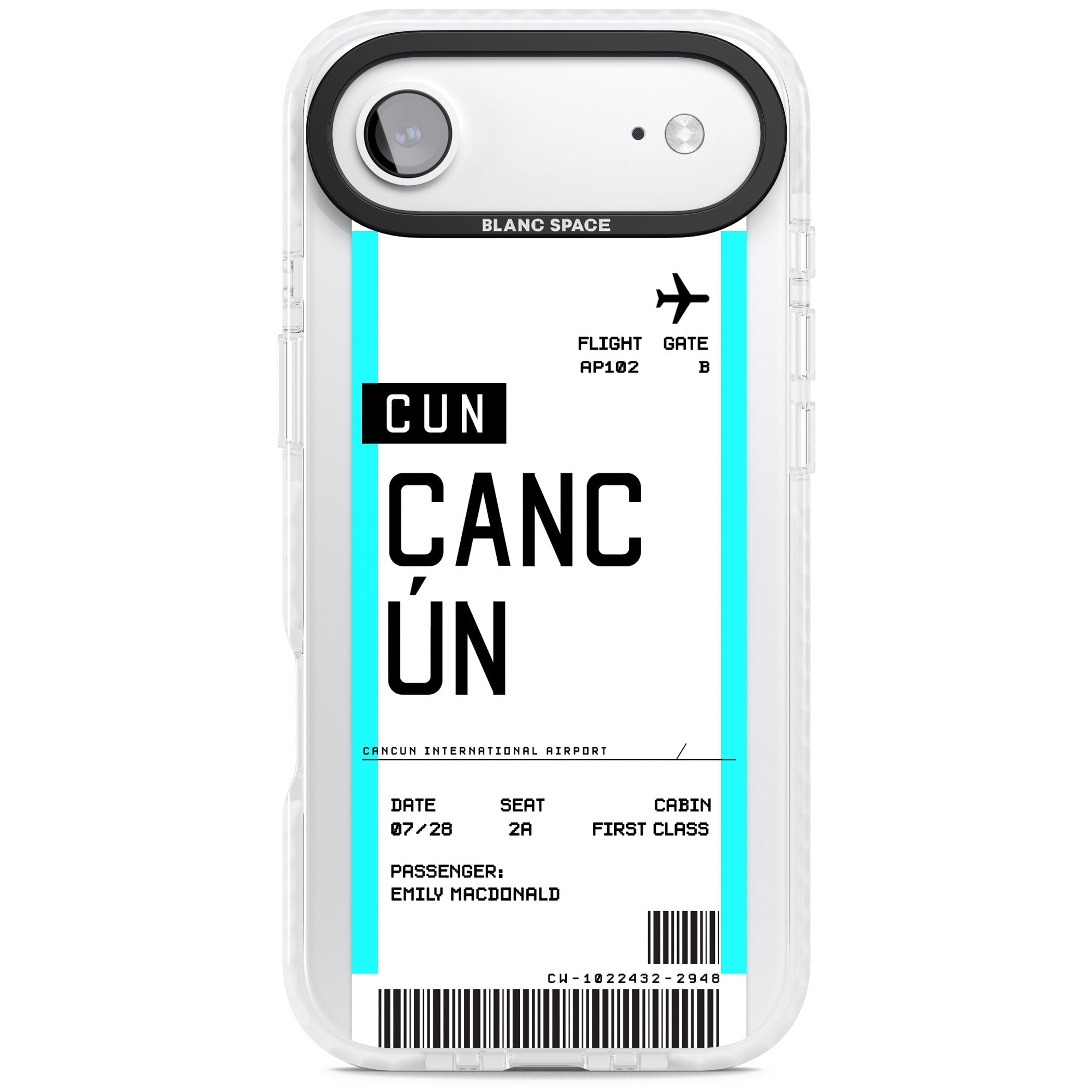Personalised Cancún Boarding Pass iPhone 17 Air Impact Clear Phone Case