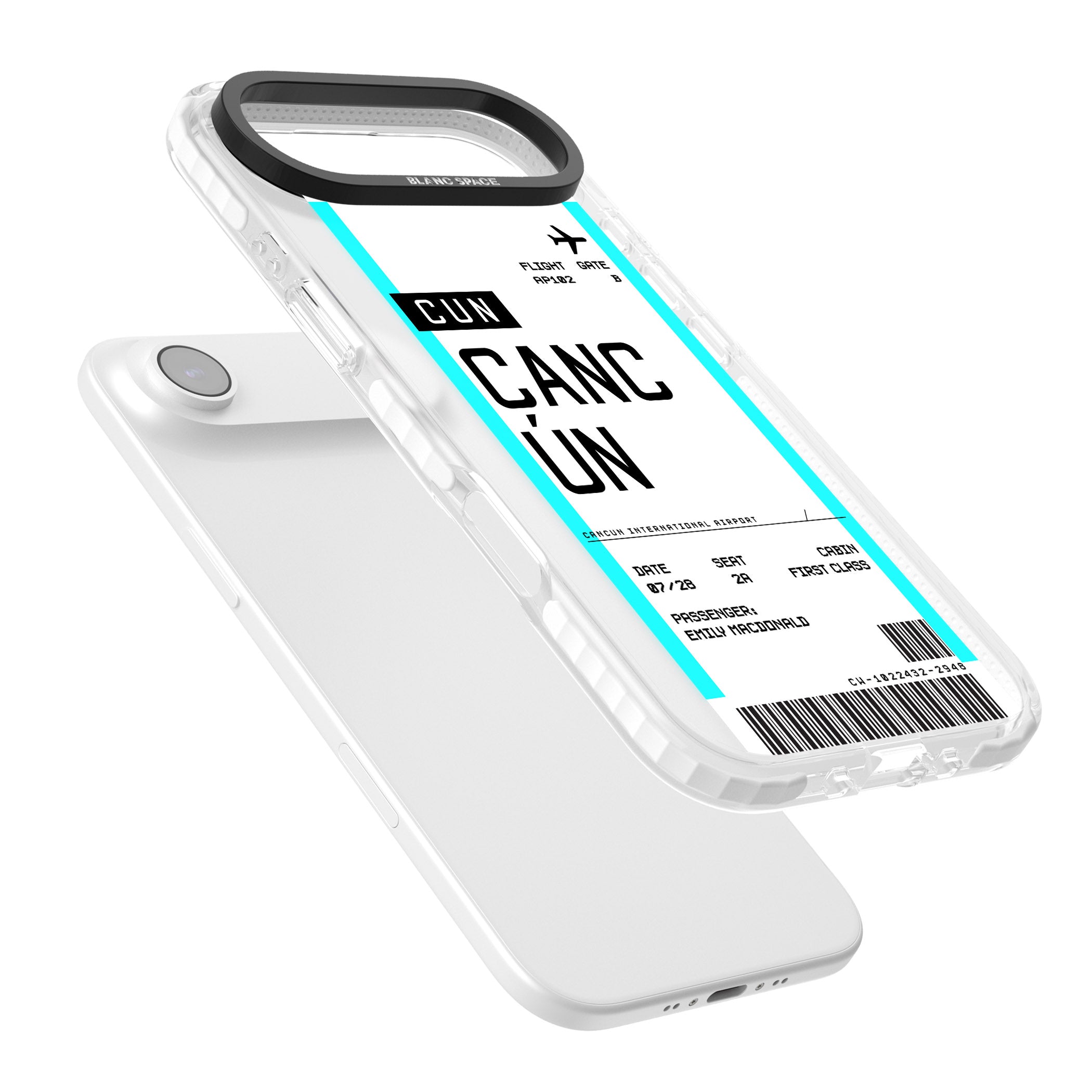 Personalised Cancún Boarding Pass iPhone 17 Air Impact Clear Phone Case Colours