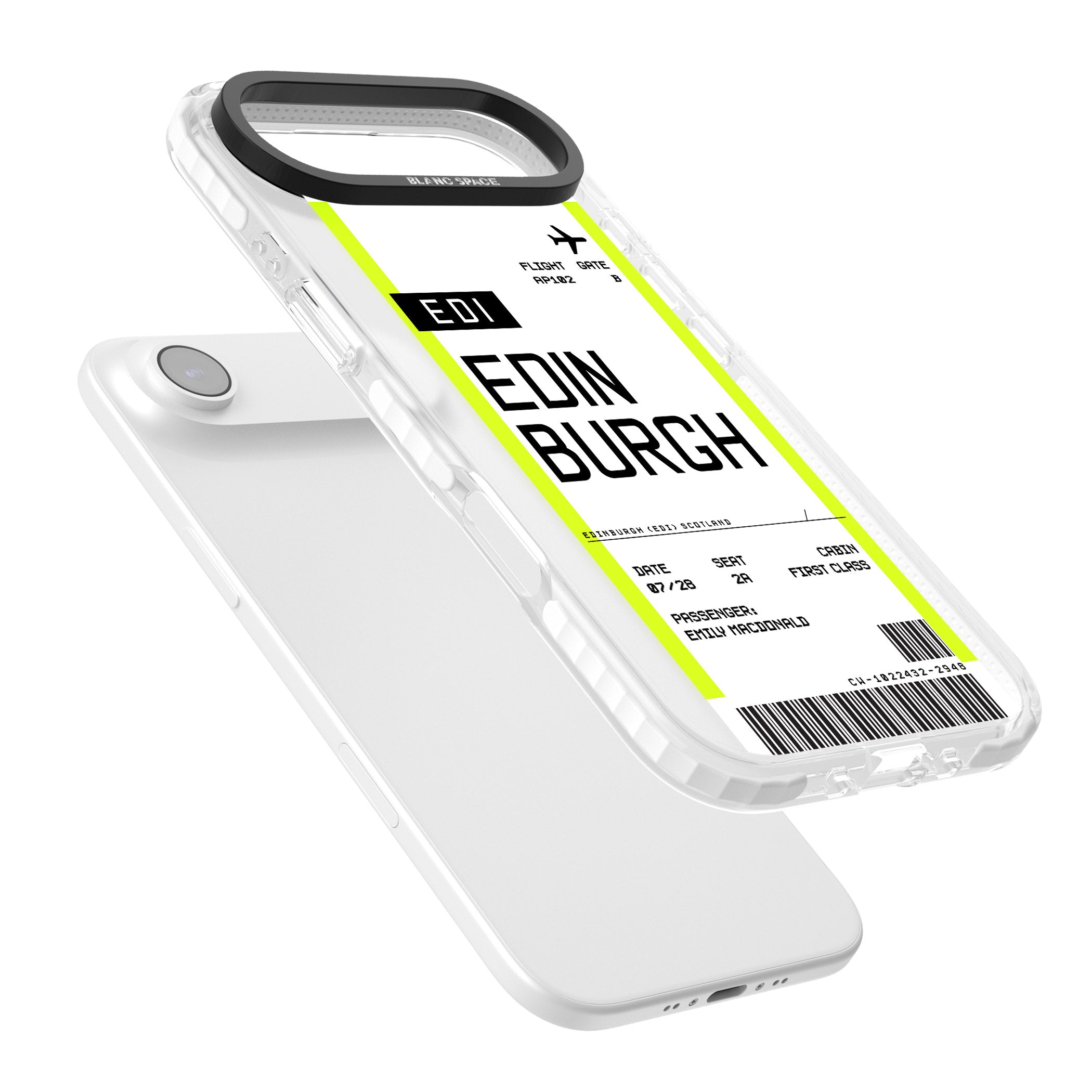 Personalised Edinburgh Boarding Pass iPhone 17 Air Impact Clear Phone Case Colours
