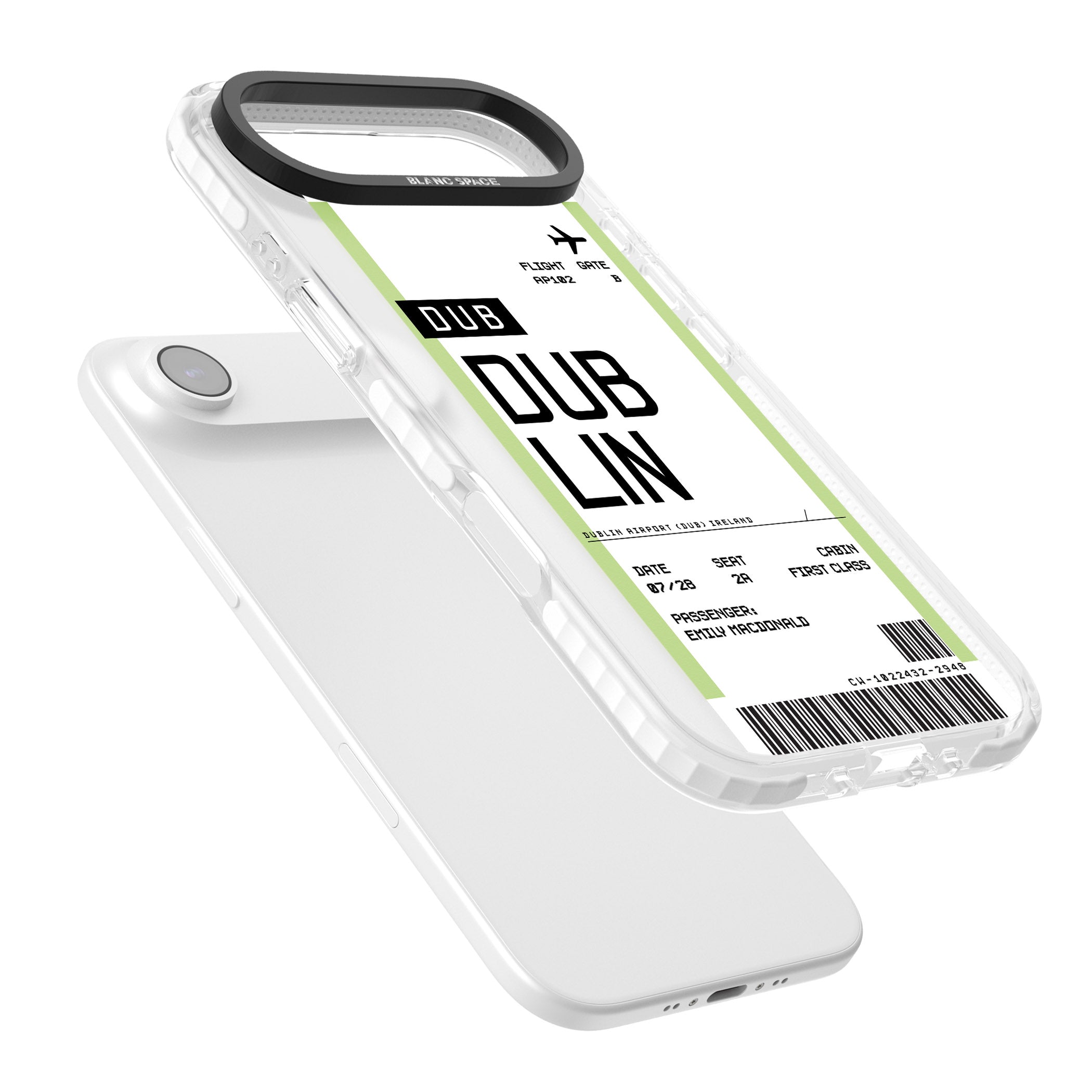 Personalised Dublin Boarding Pass iPhone 17 Air Impact Clear Phone Case Colours
