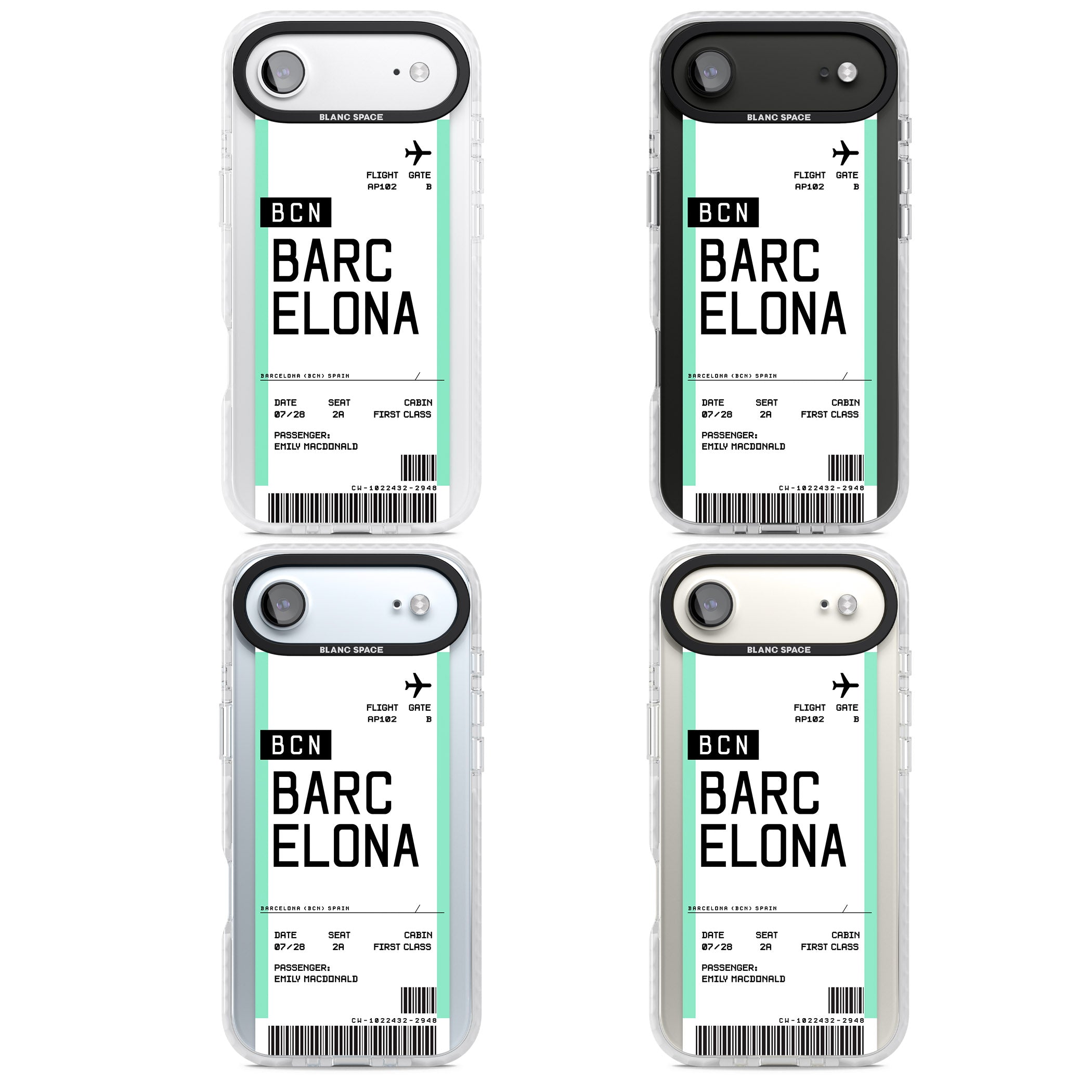 Personalised Barcelona Boarding Pass iPhone 17 Air Impact Clear Phone Case APT Impact Protection