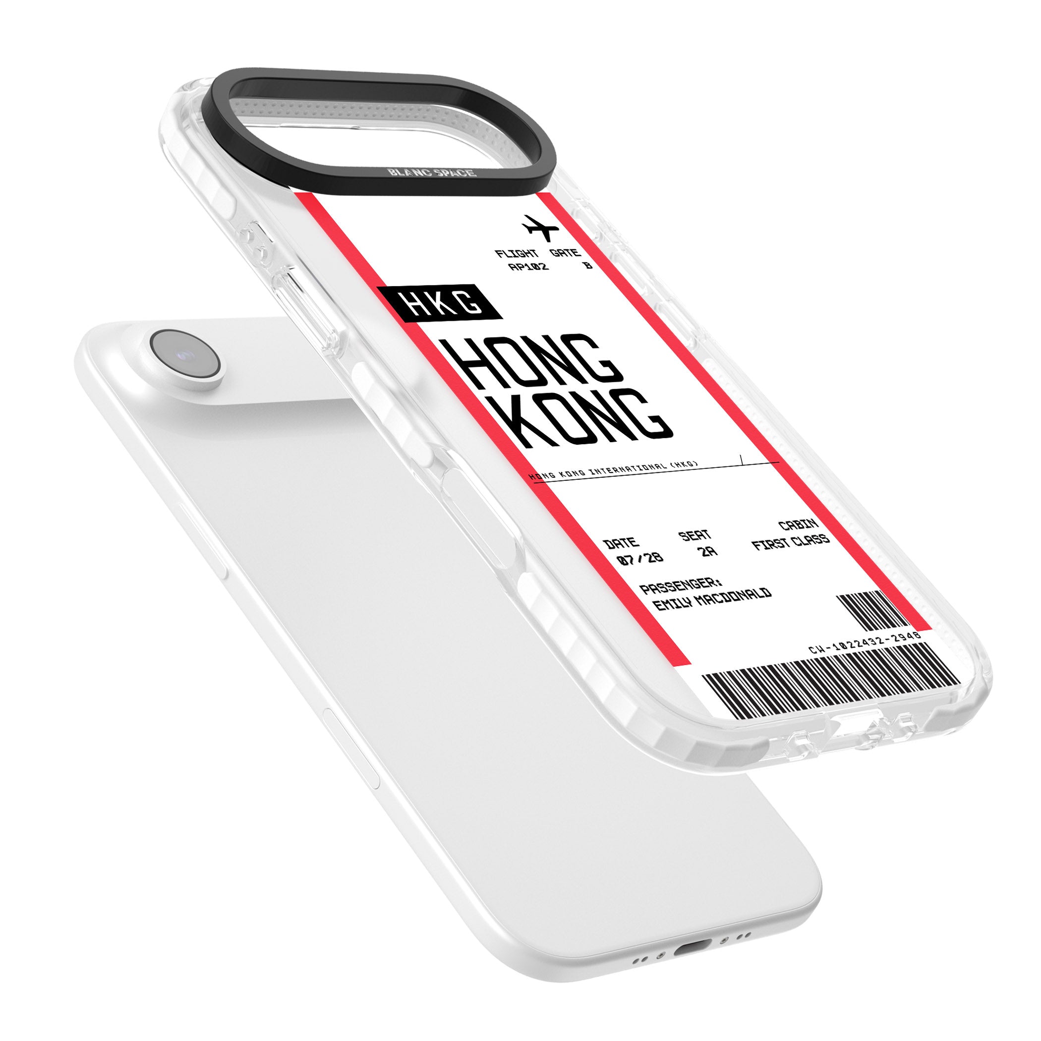 Personalised Hong Kong Boarding Pass iPhone 17 Air Impact Clear Phone Case Colours